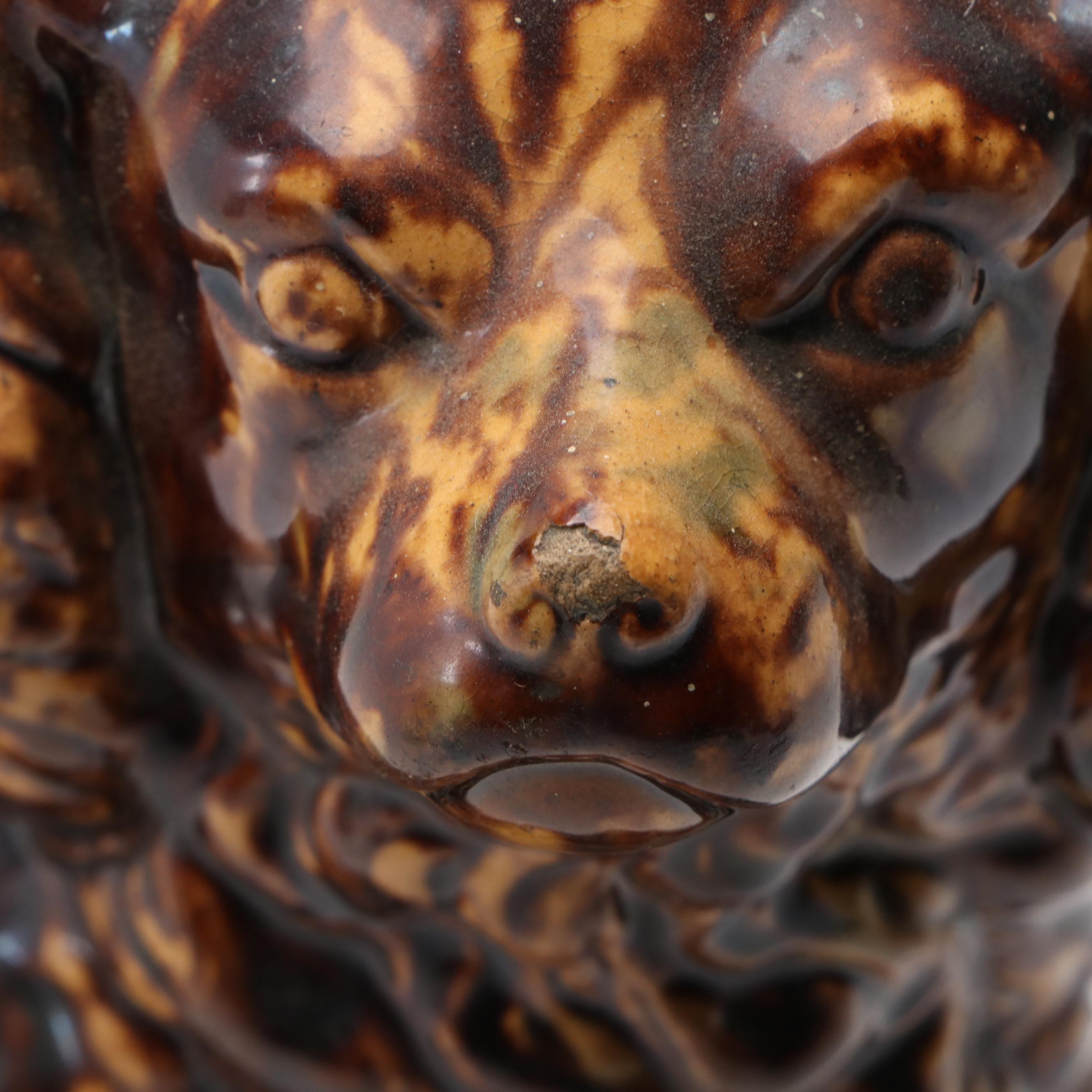 Bennington Rockingham Glaze Ceramic Spaniel, 19th Century