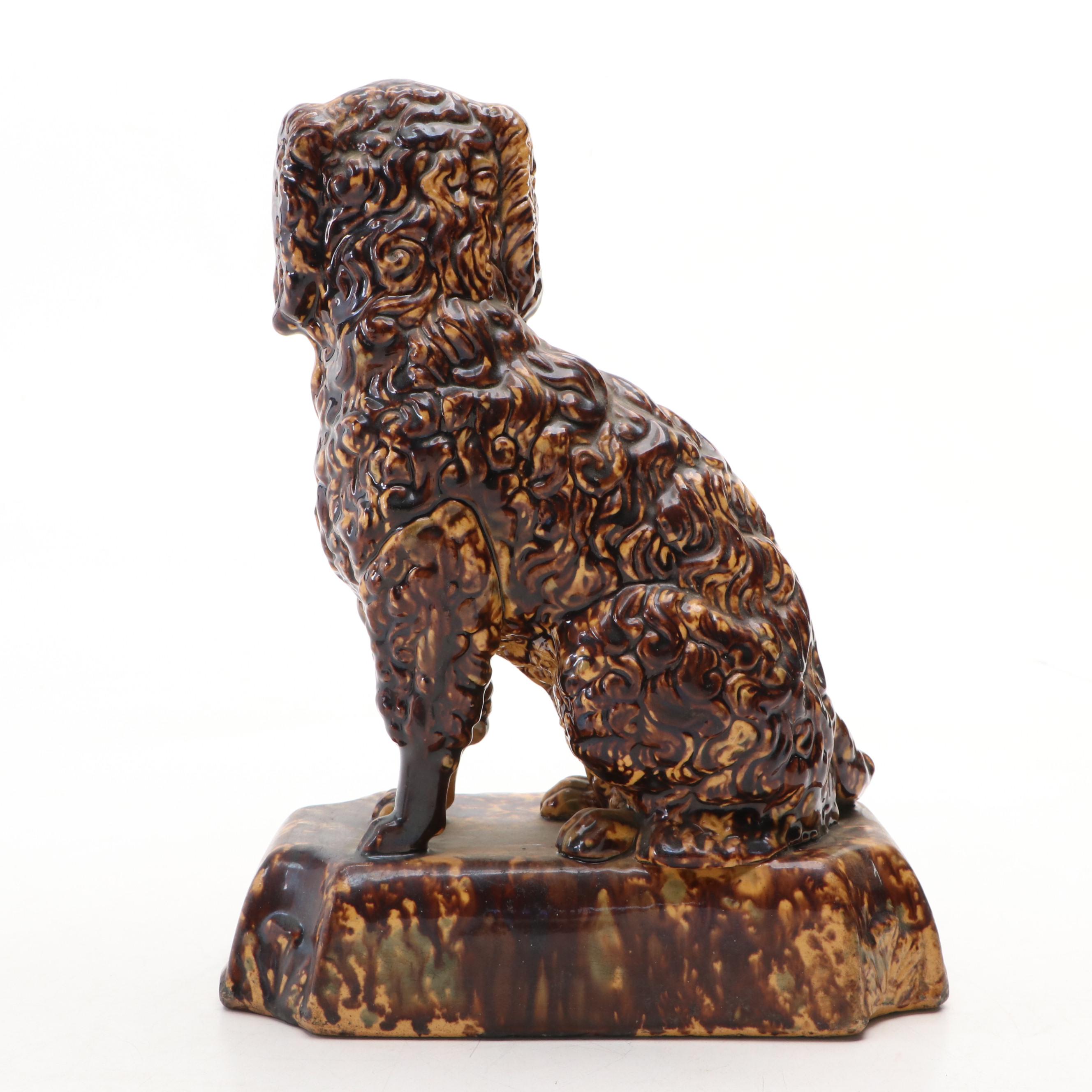 Bennington Rockingham Glaze Ceramic Spaniel, 19th Century