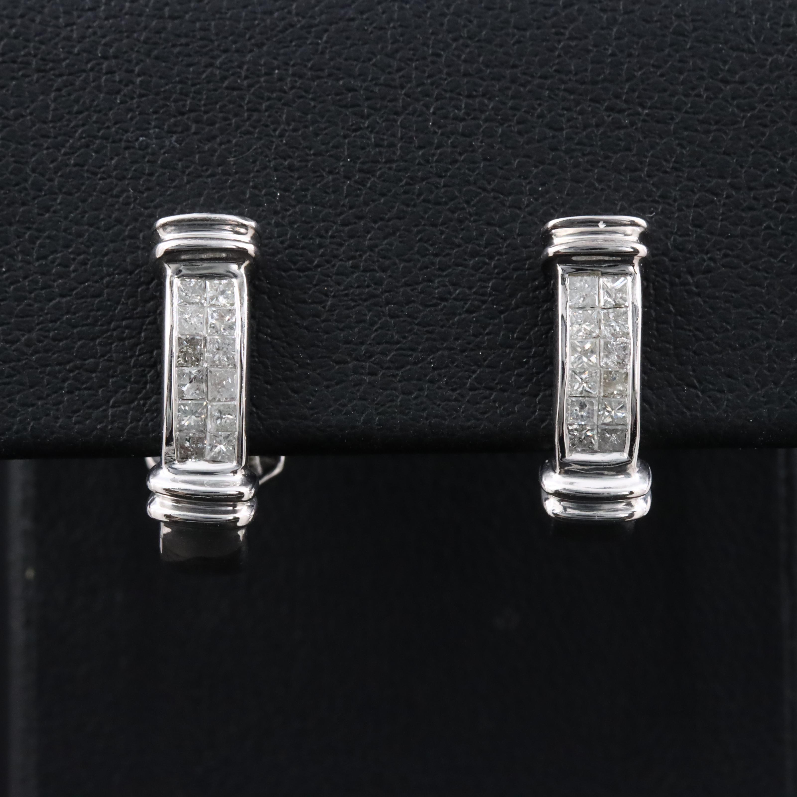 14K 0.60 CTW Diamond J Hoop Earrings