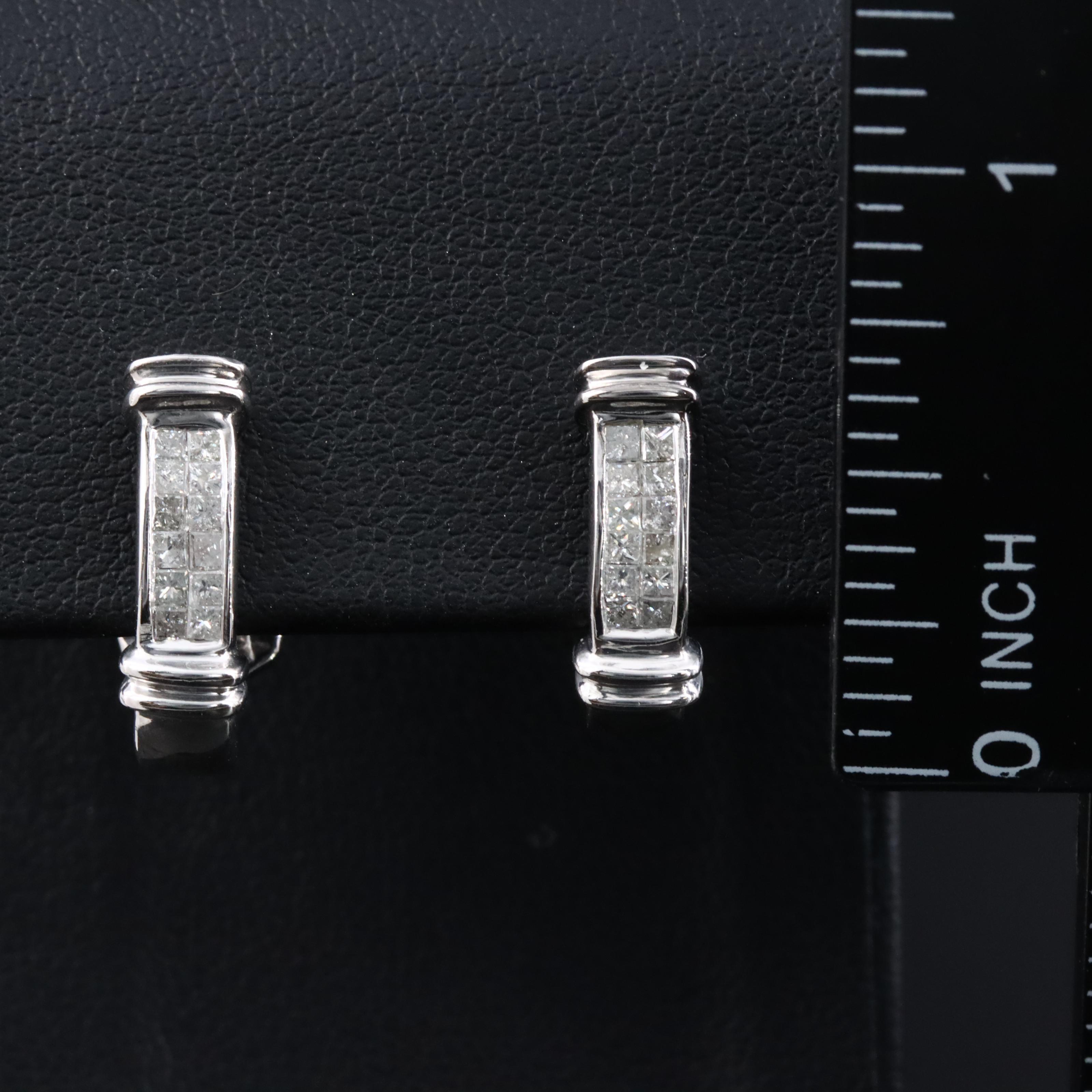 14K 0.60 CTW Diamond J Hoop Earrings