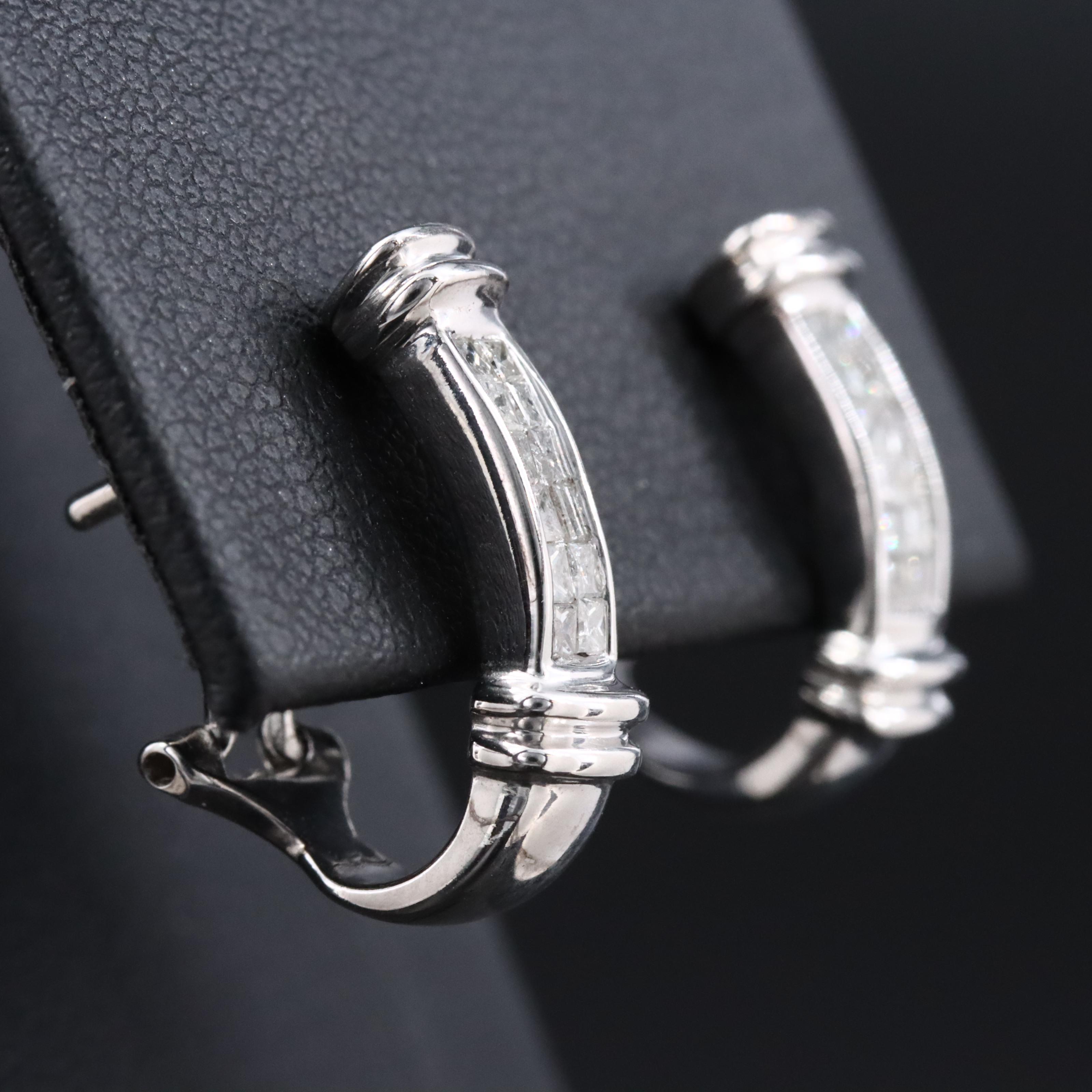 14K 0.60 CTW Diamond J Hoop Earrings