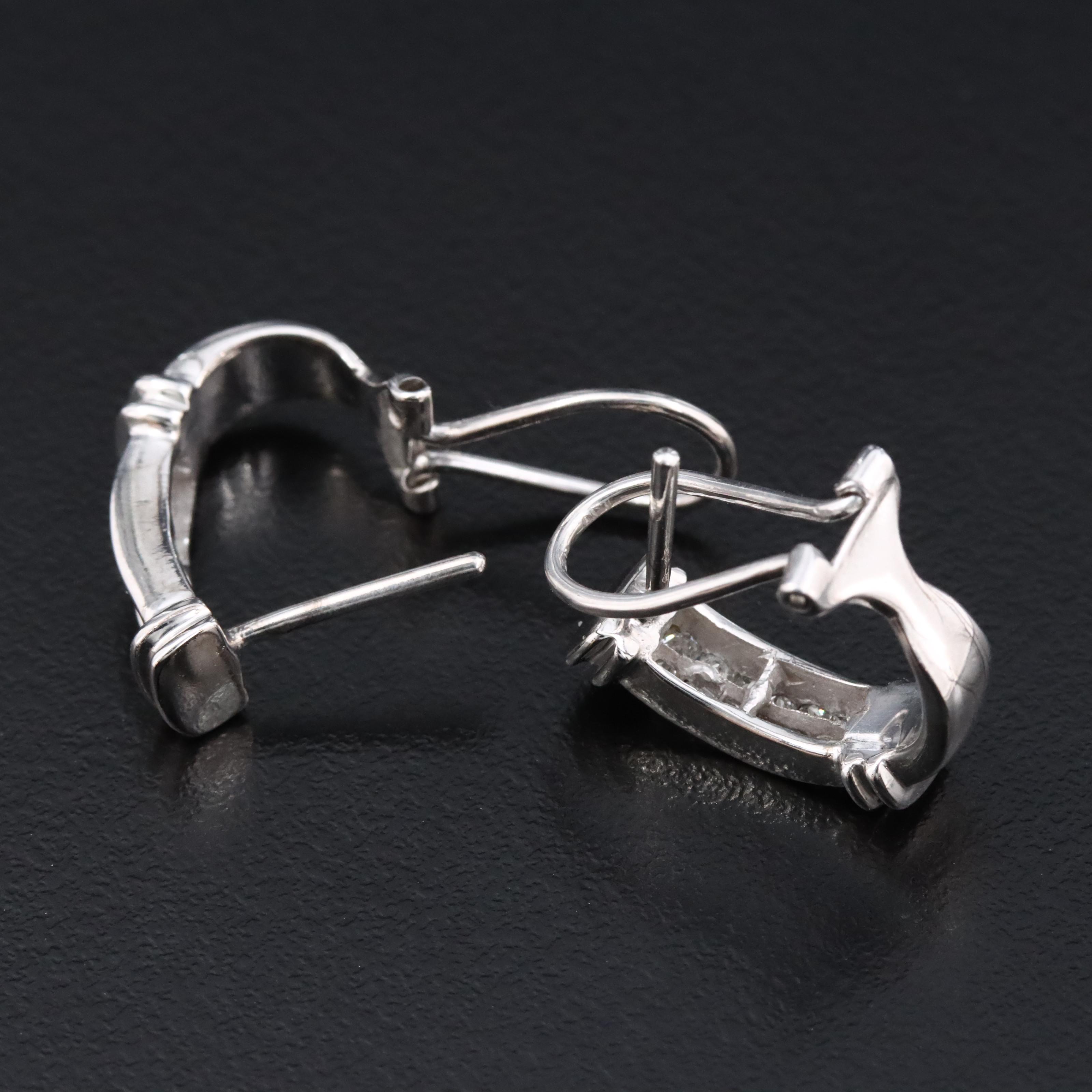 14K 0.60 CTW Diamond J Hoop Earrings