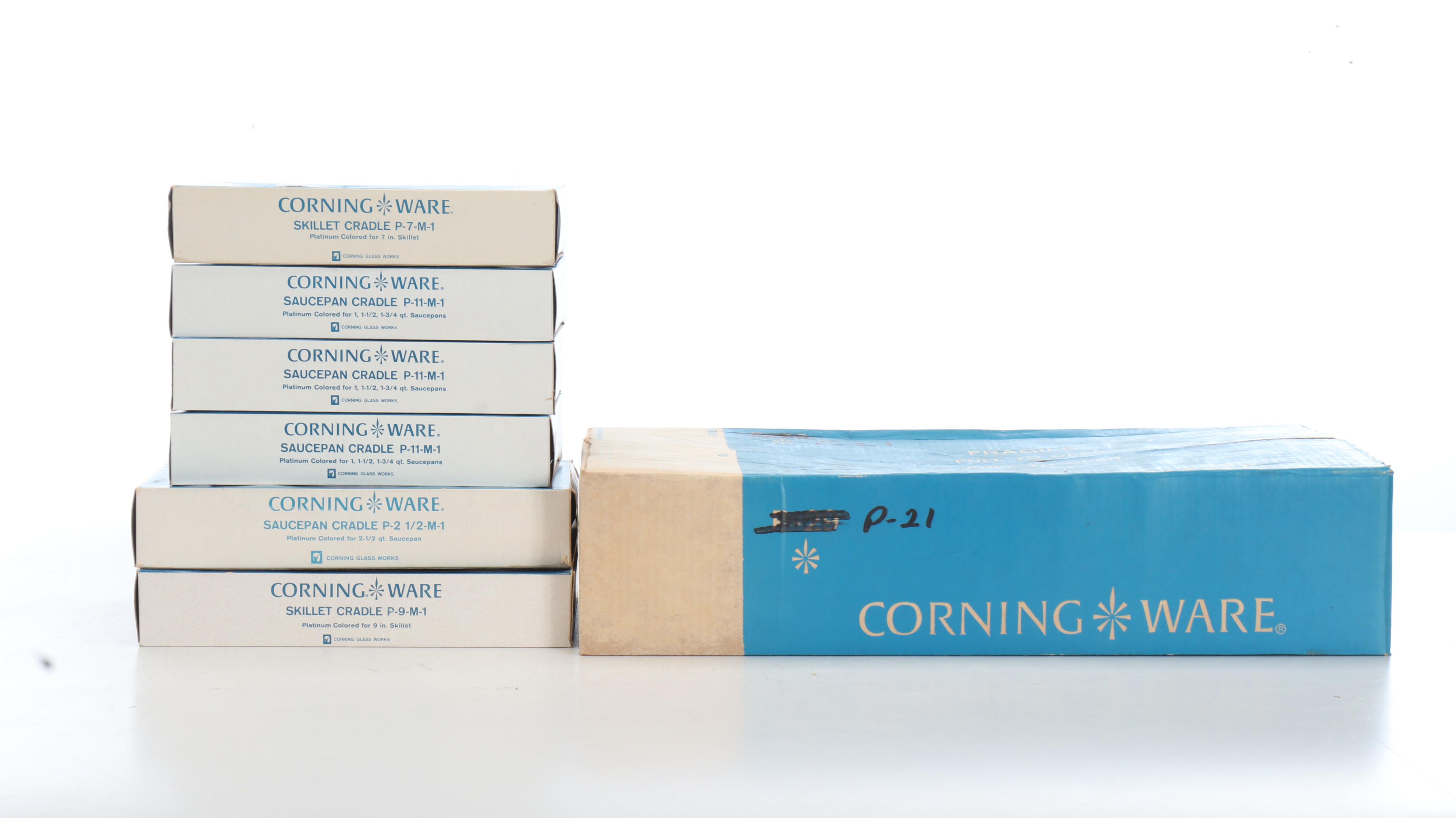 Corning Ware "Cornflower Blue" Casserole Dishes with Trivets and Coffee Pot