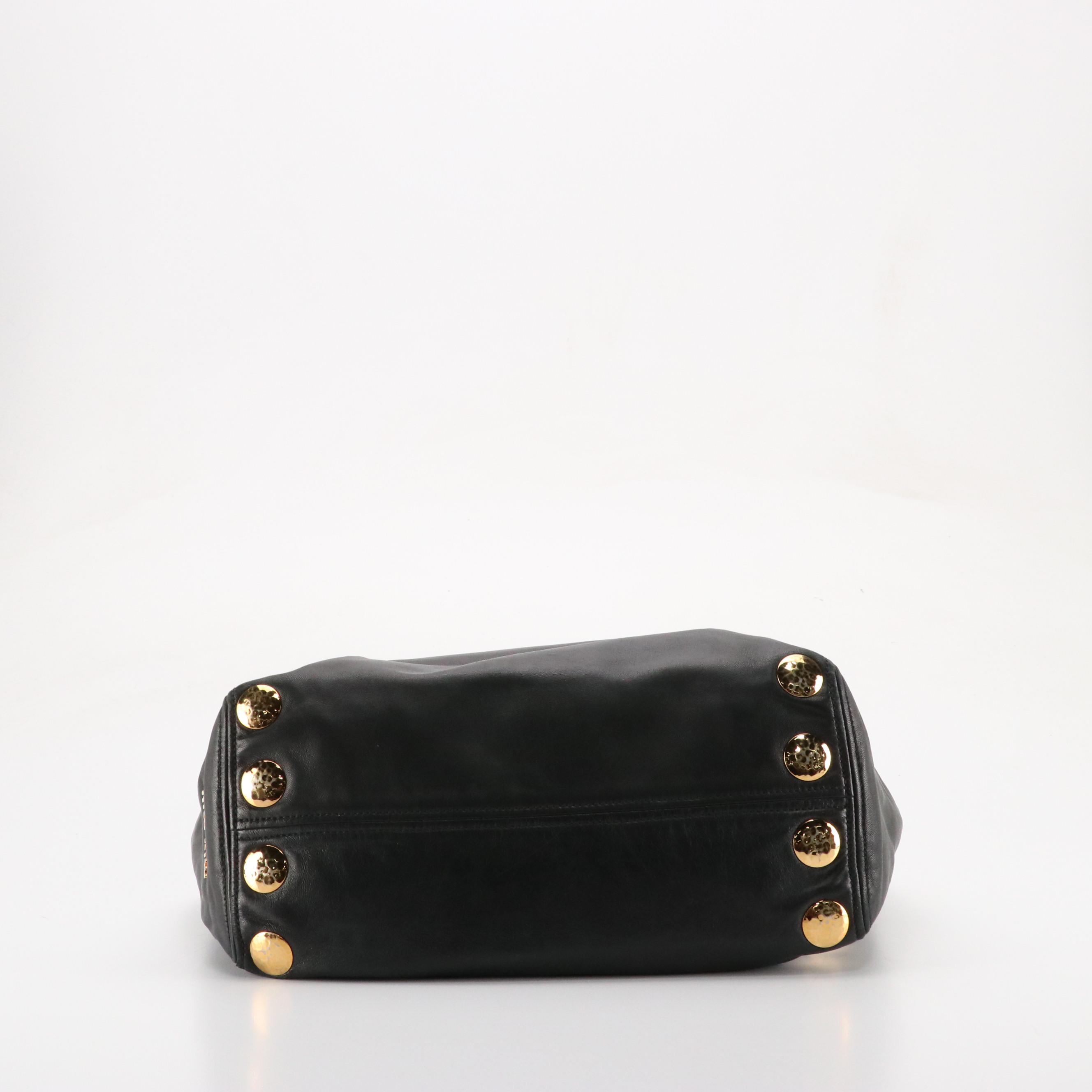 Miu Miu Studded Satchel Bag in Black Leather