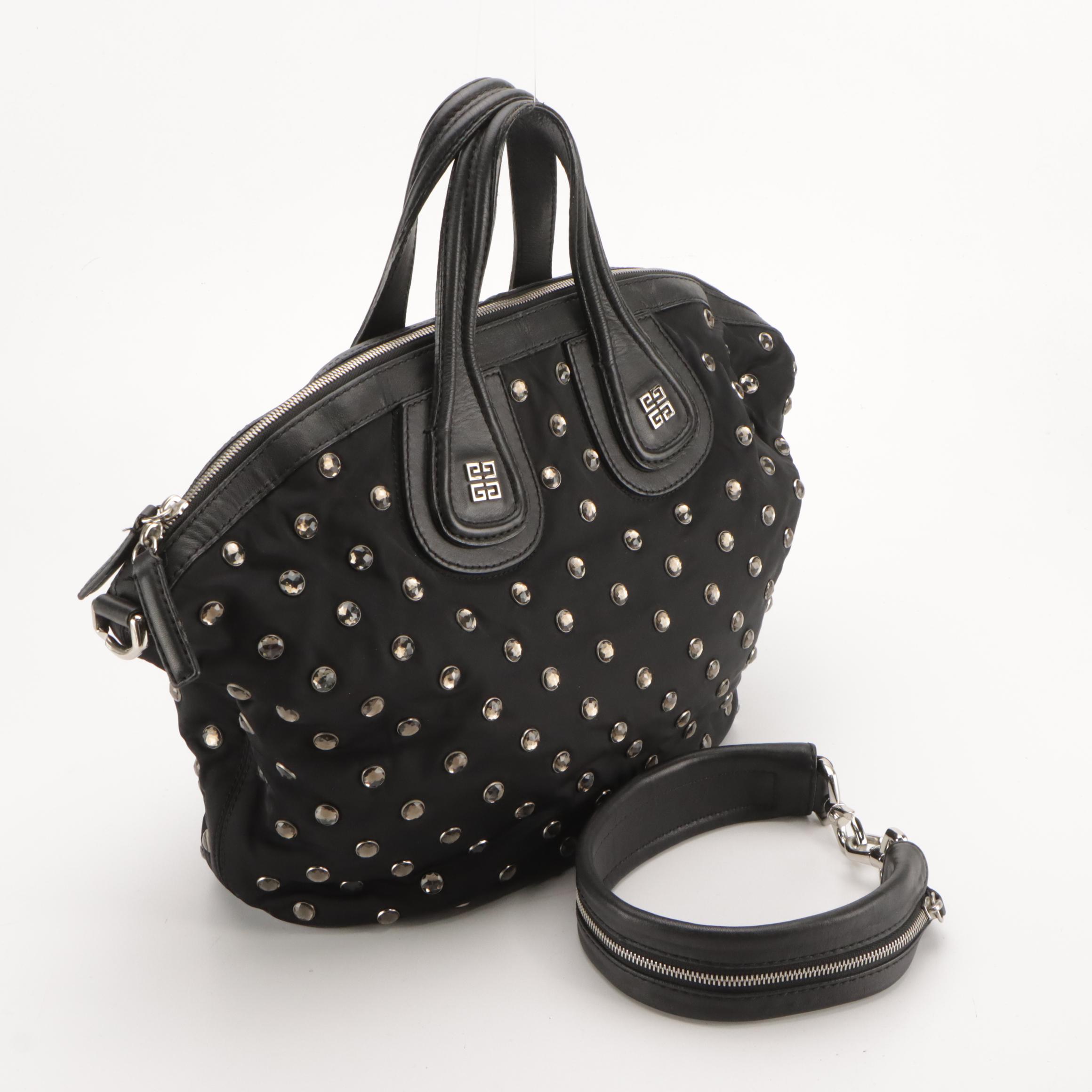Givenchy Medium Nightingale Two-Way Satchel in Studded Nylon and Leather Trim