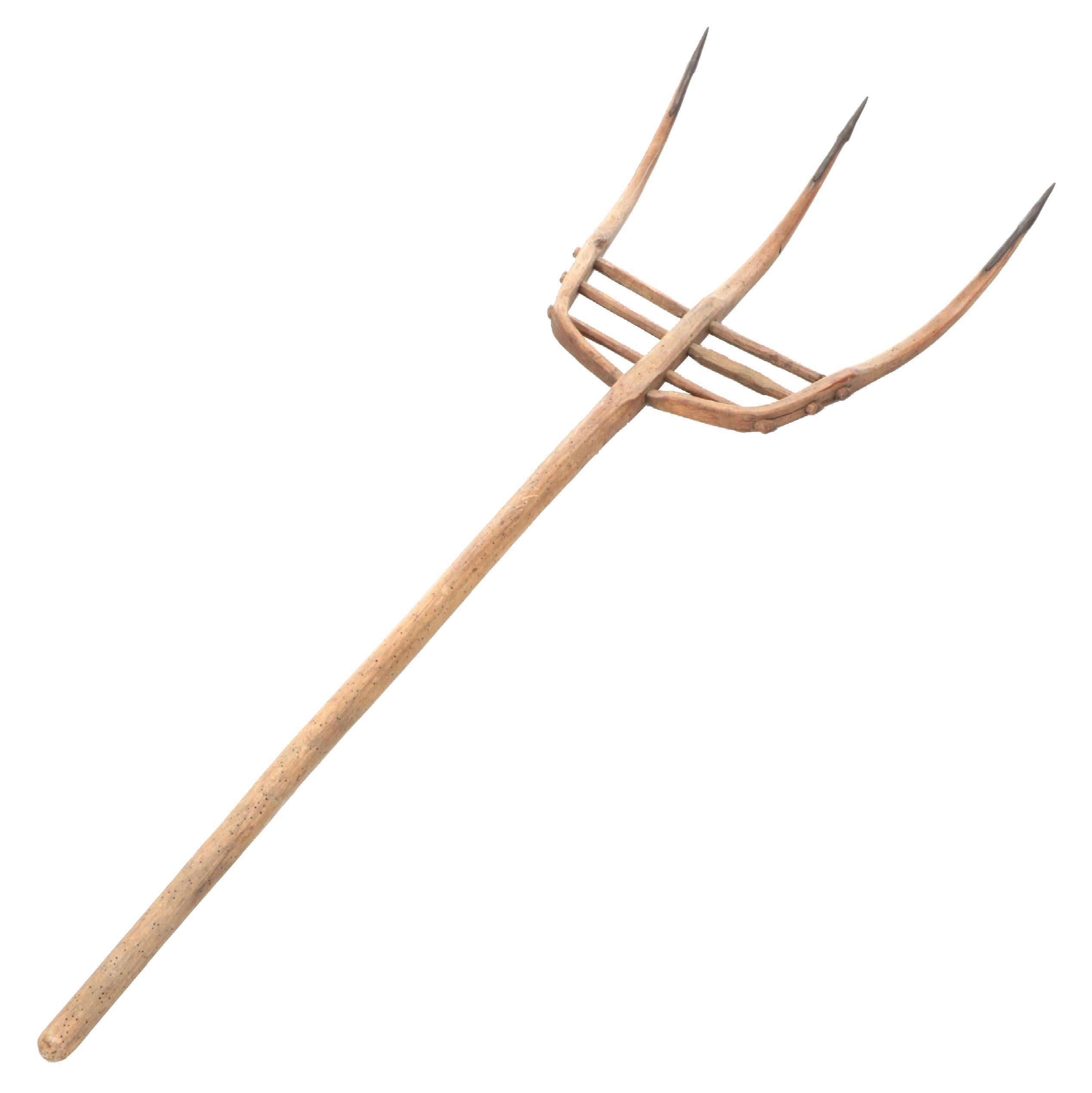 Antique Metal-Tipped Wood Pitchfork