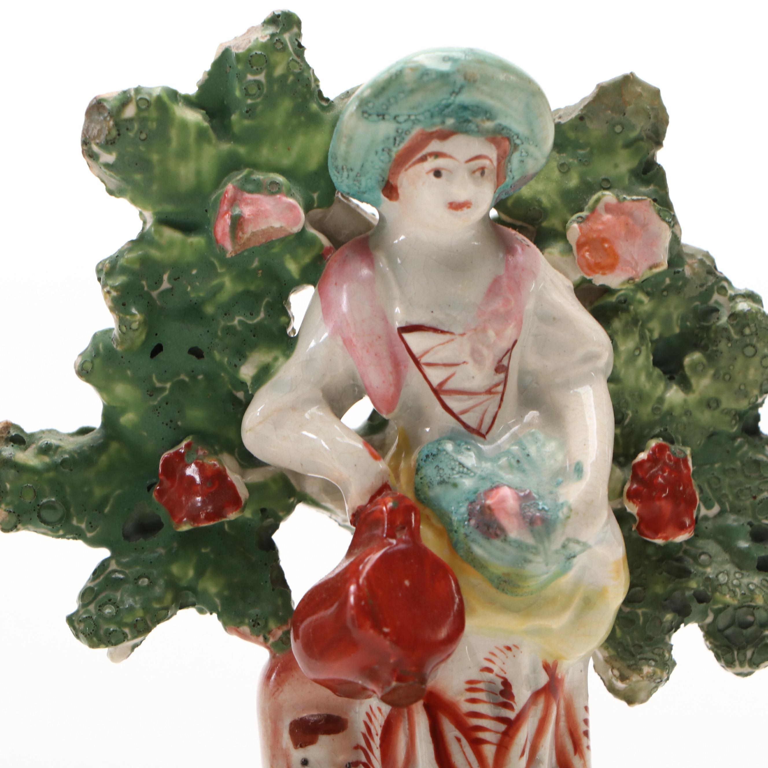 English Staffordshire Style Ceramic Courting Couple and Other Figurines