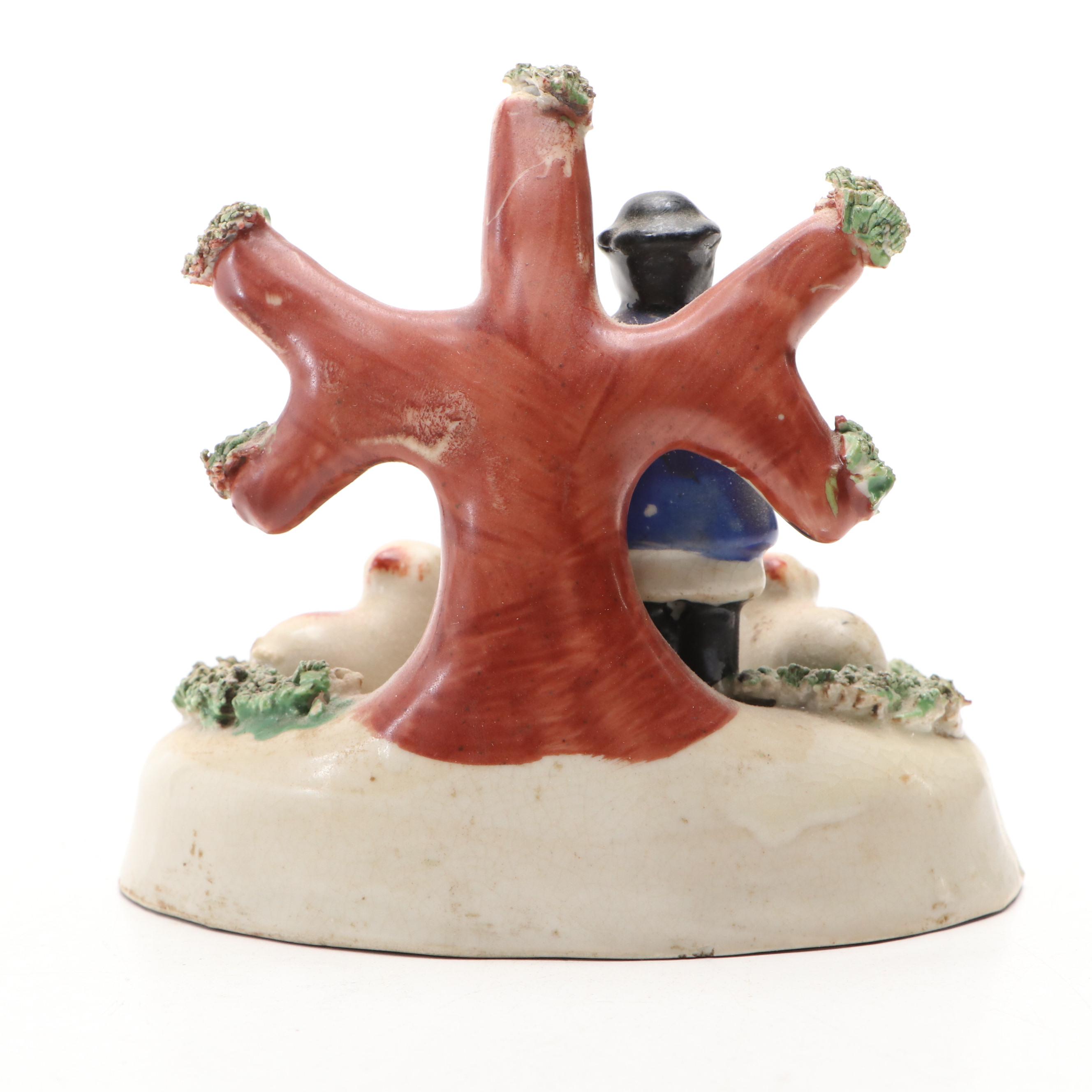 English Staffordshire Style Ceramic Courting Couple and Other Figurines