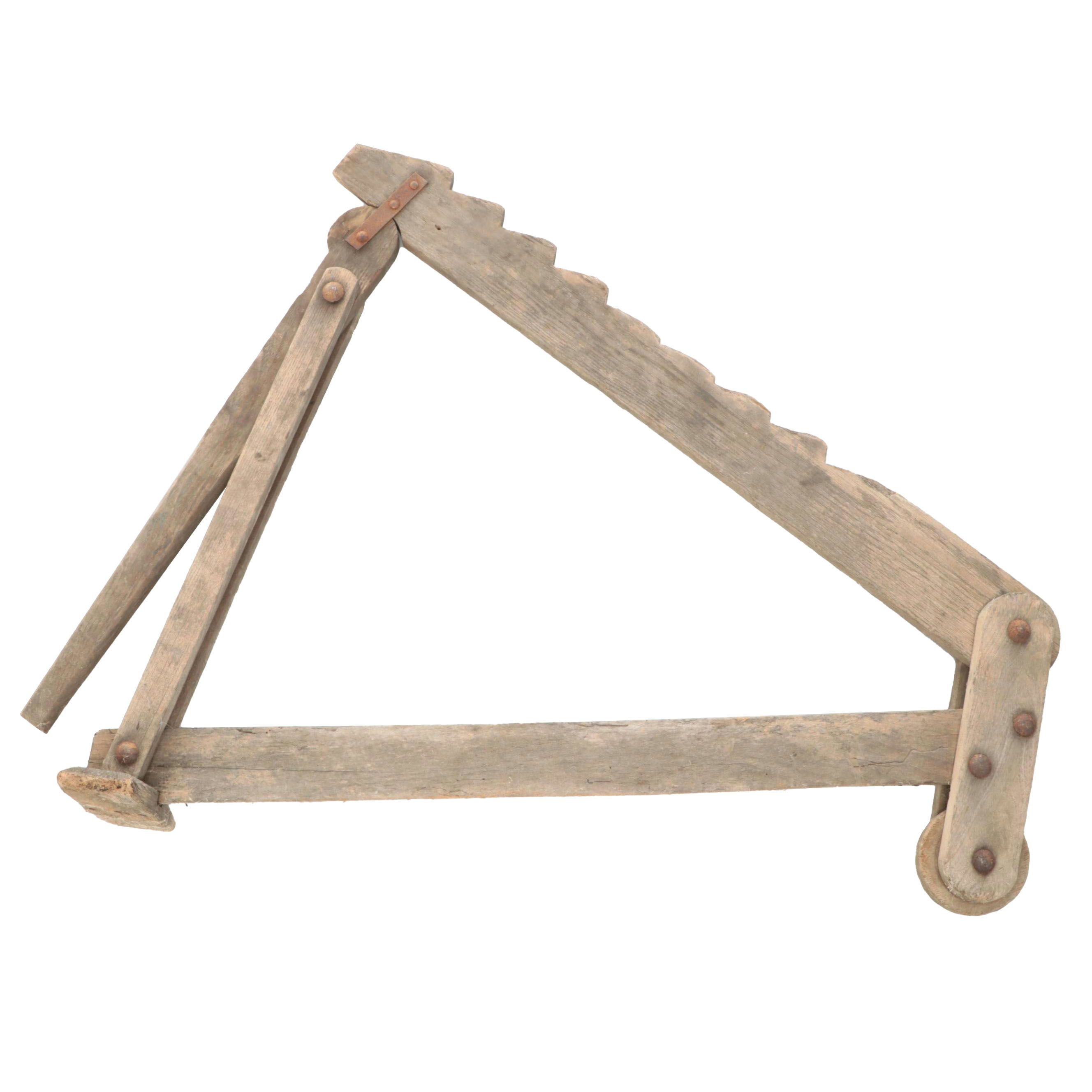 Antique Notched Wood Wagon Jack