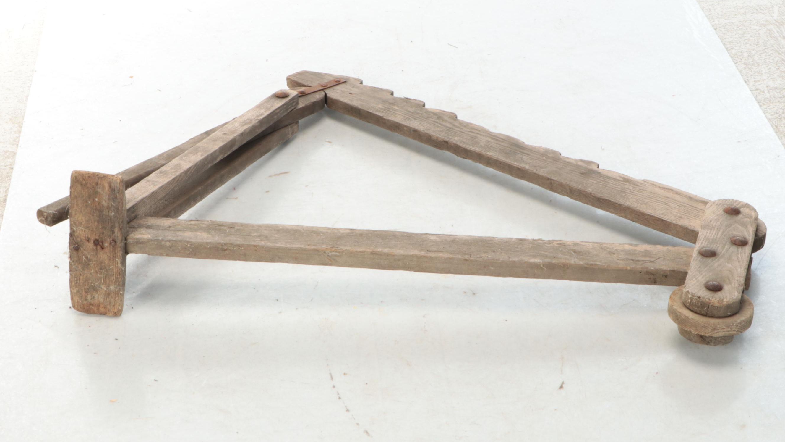 Antique Notched Wood Wagon Jack