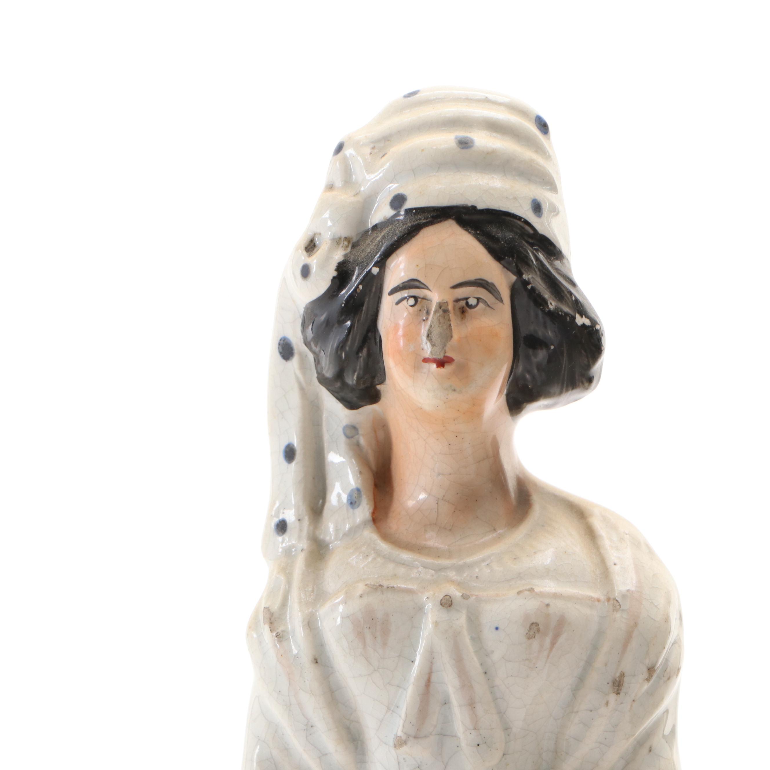 Staffordshire Earthenware Musical Couple Figurine, Mid to Late 19th Century