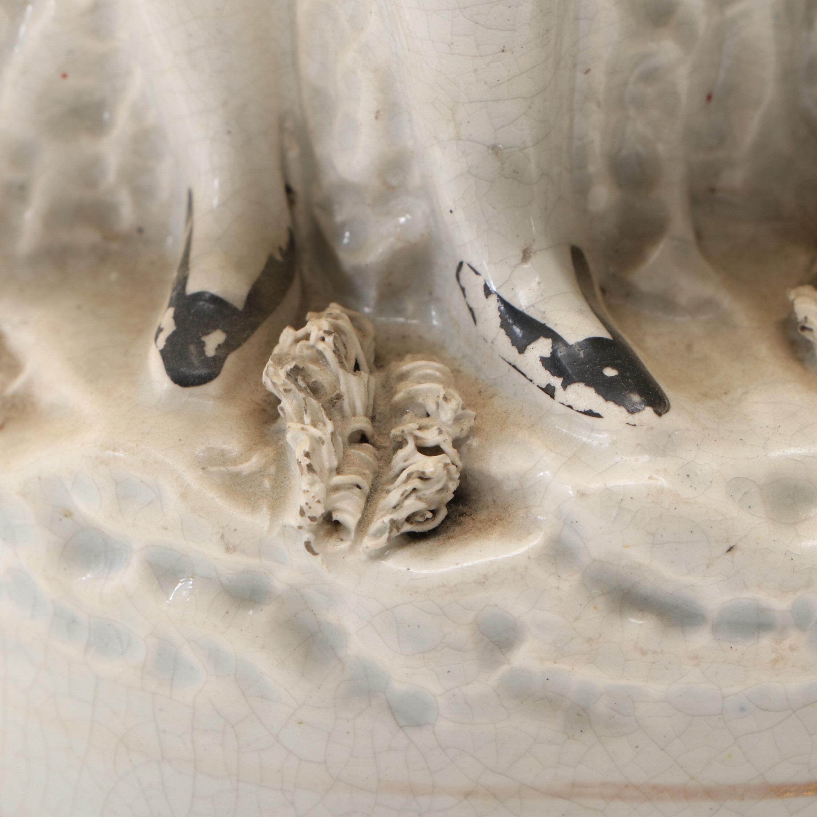 Staffordshire Earthenware Musical Couple Figurine, Mid to Late 19th Century