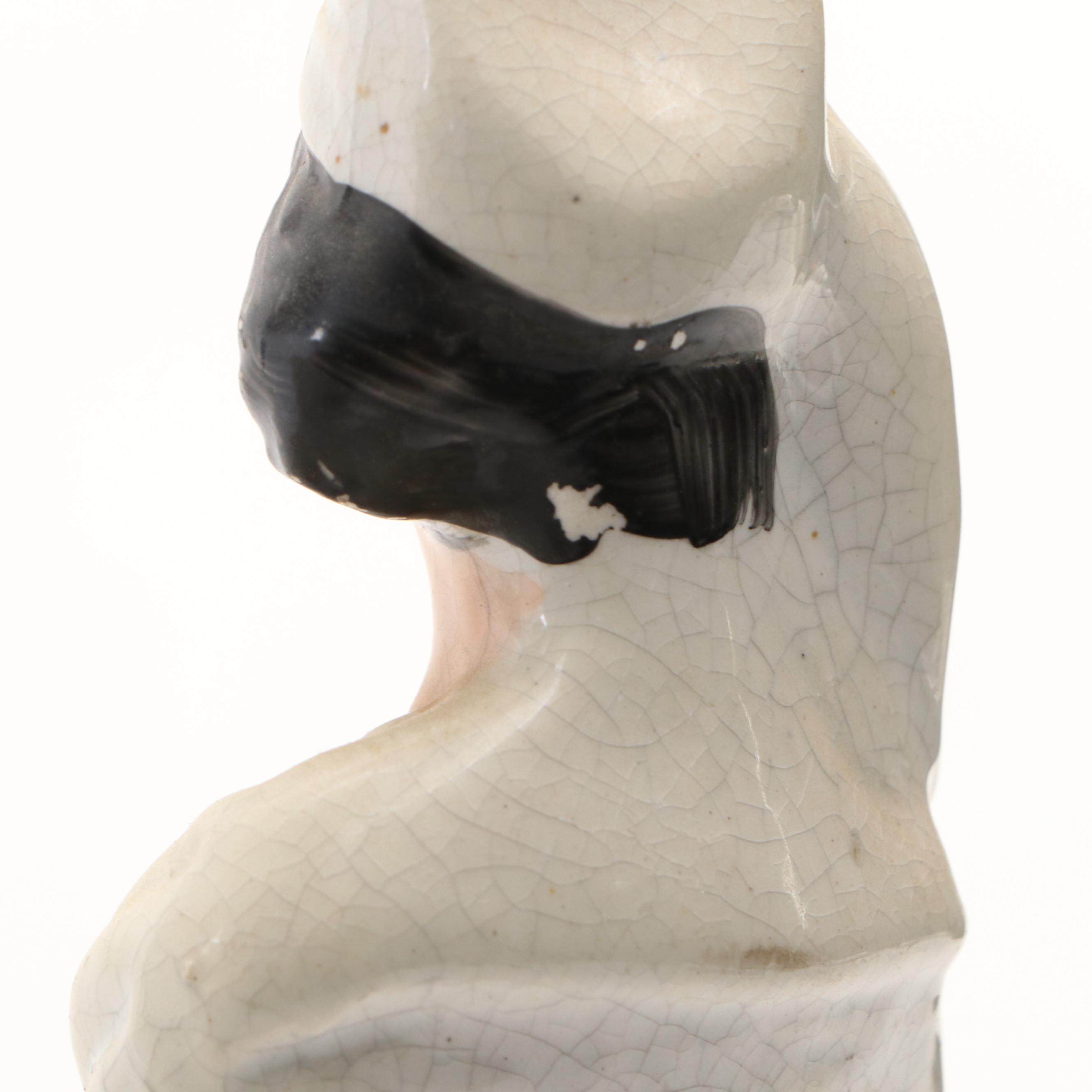 Staffordshire Earthenware Musical Couple Figurine, Mid to Late 19th Century