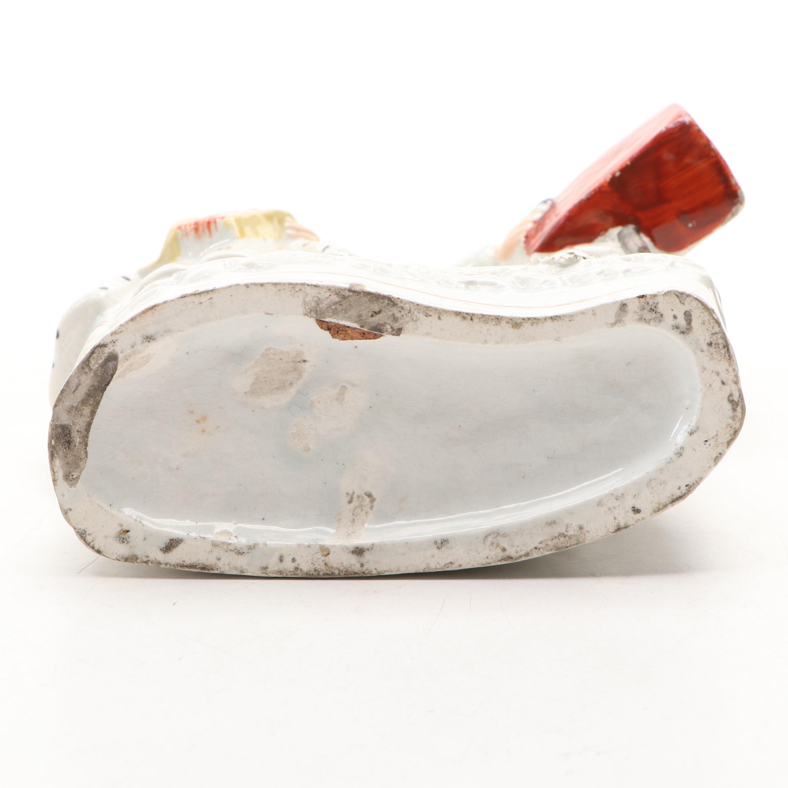 Staffordshire Earthenware Musical Couple Figurine, Mid to Late 19th Century