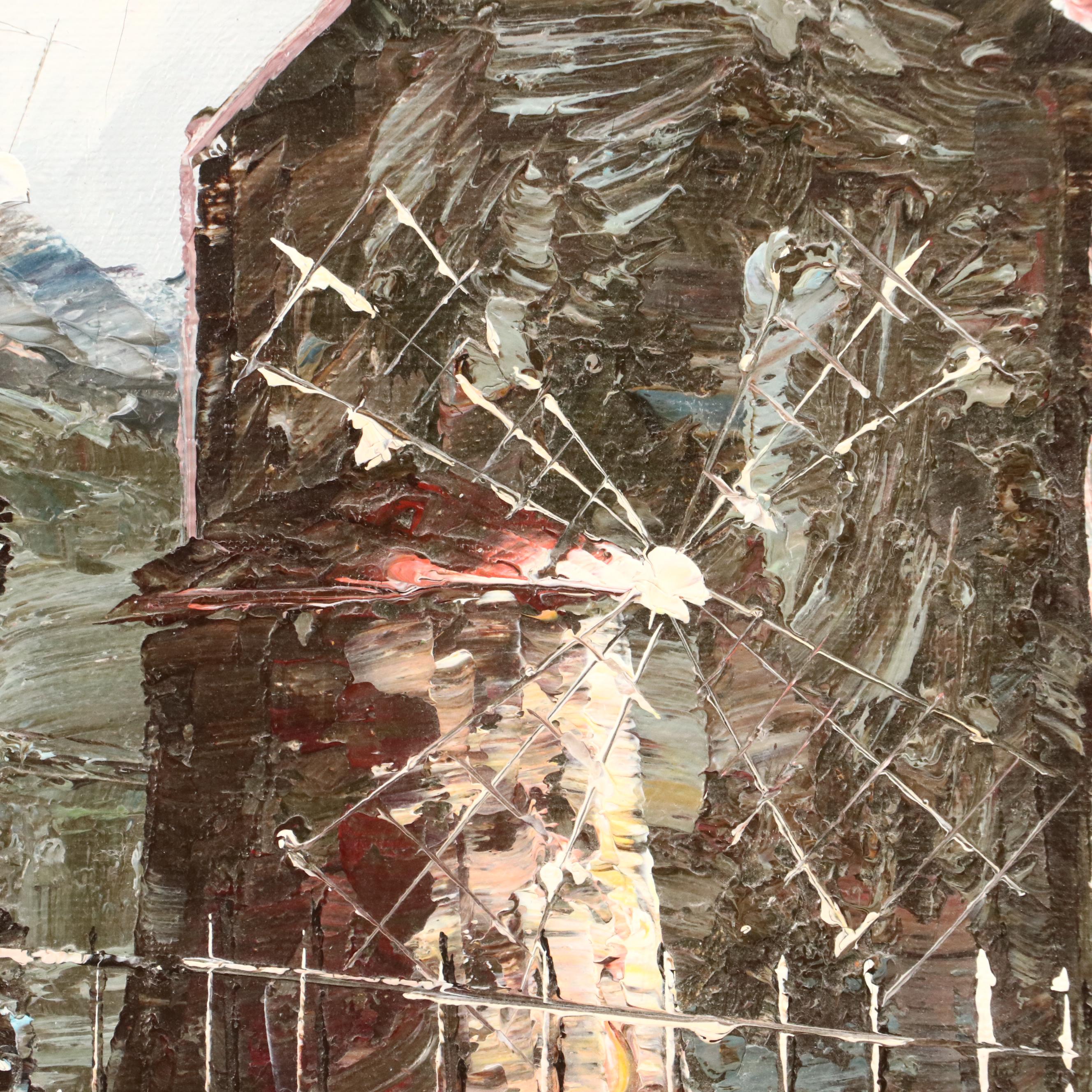 Kressley Montmartre Parisian Cityscape Oil Painting with the Moulin Rouge