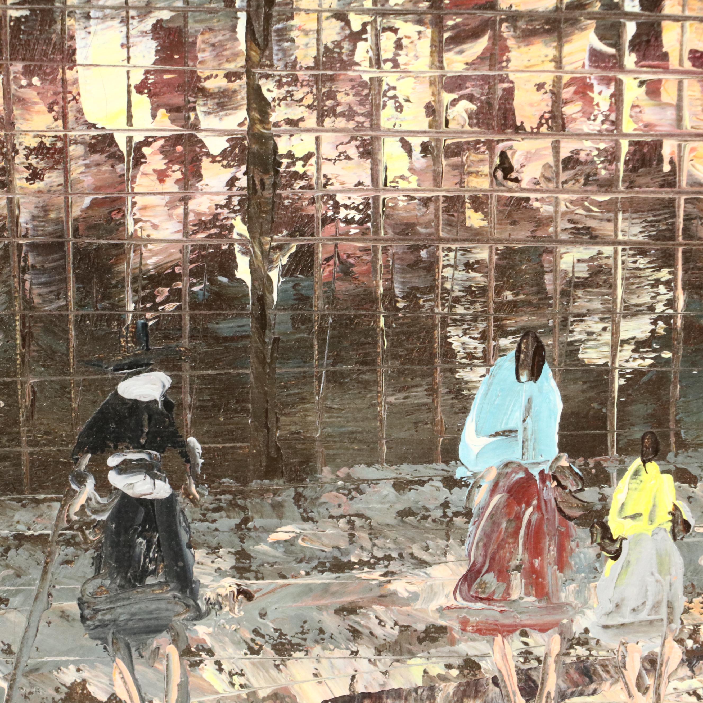 Kressley Montmartre Parisian Cityscape Oil Painting with the Moulin Rouge