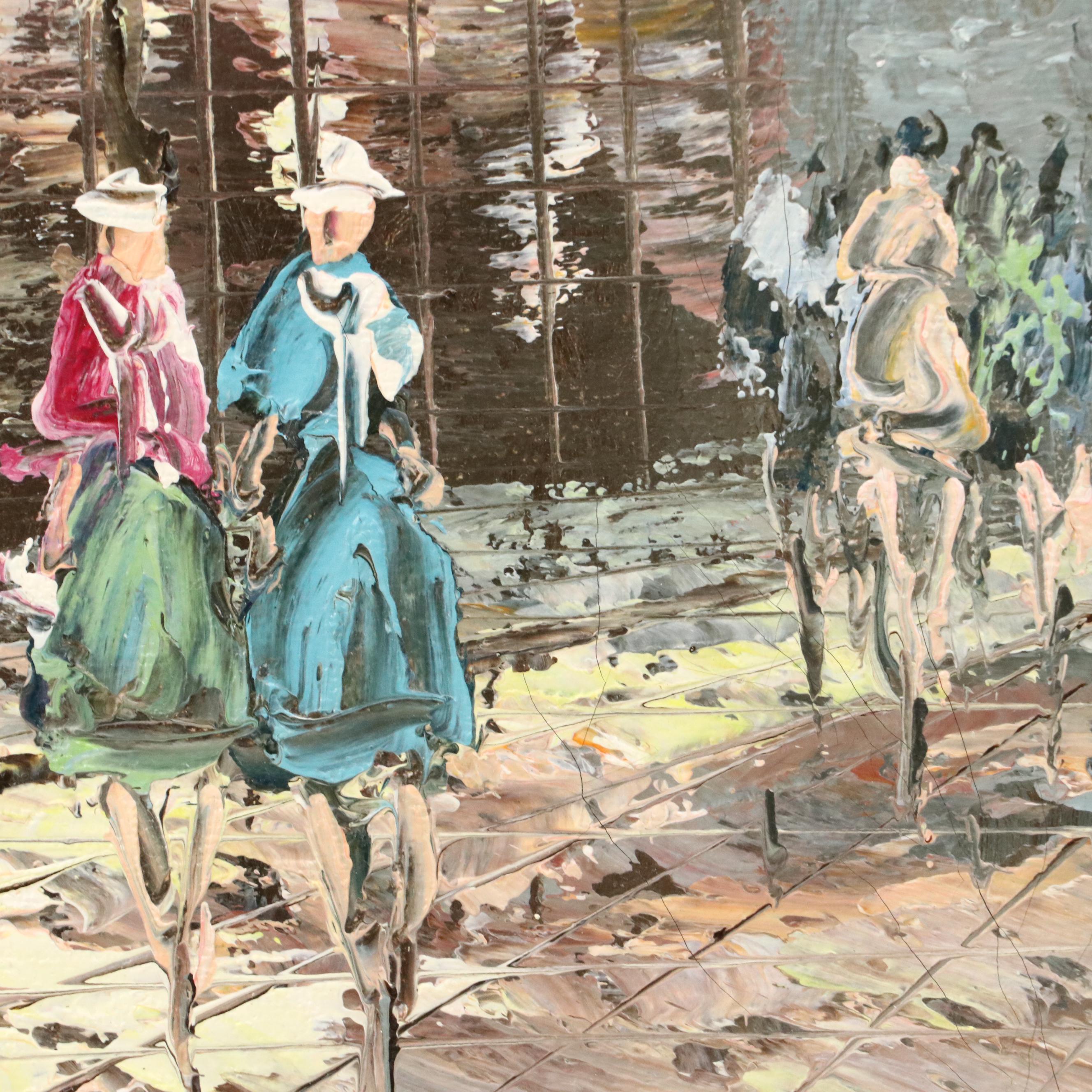 Kressley Montmartre Parisian Cityscape Oil Painting with the Moulin Rouge