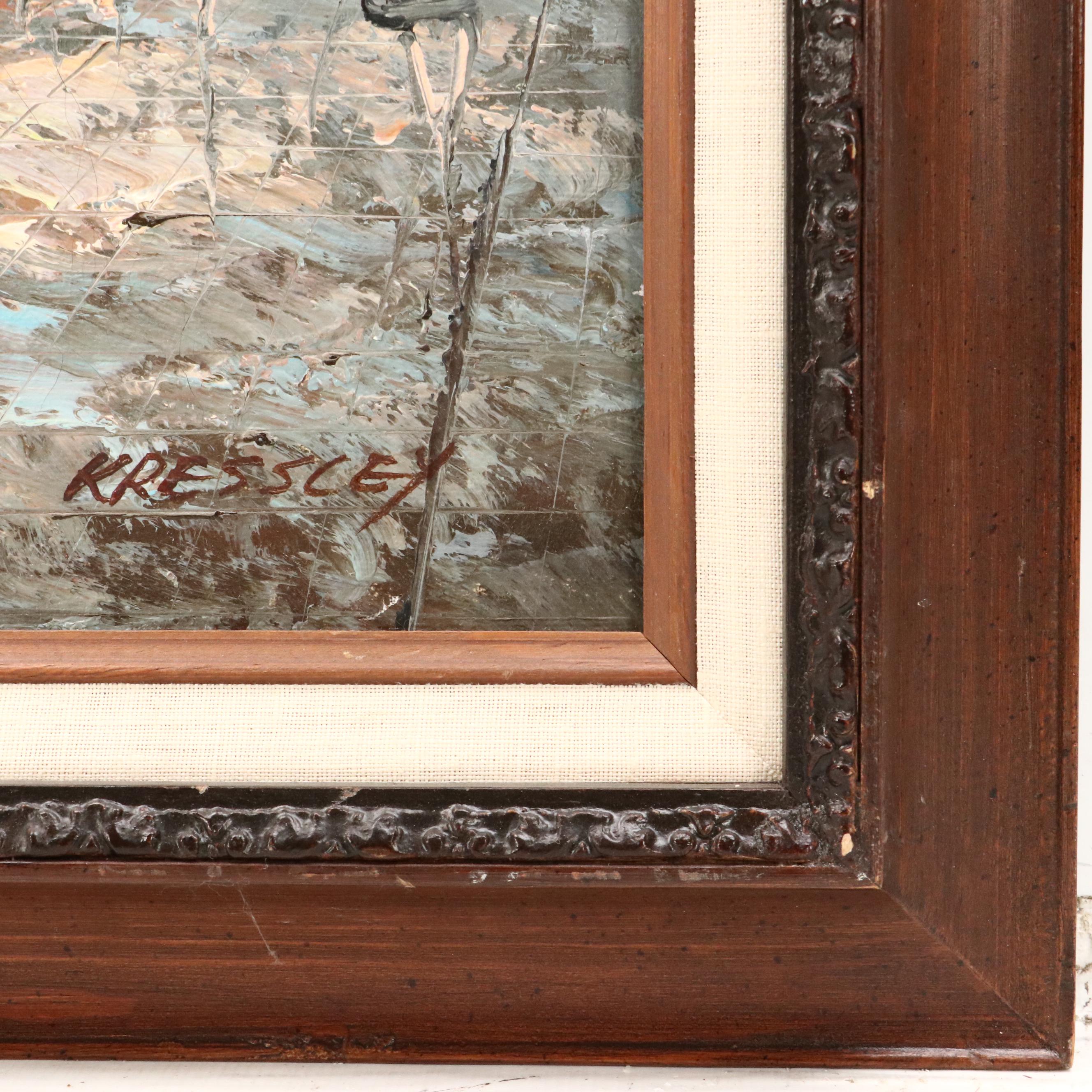 Kressley Montmartre Parisian Cityscape Oil Painting with the Moulin Rouge