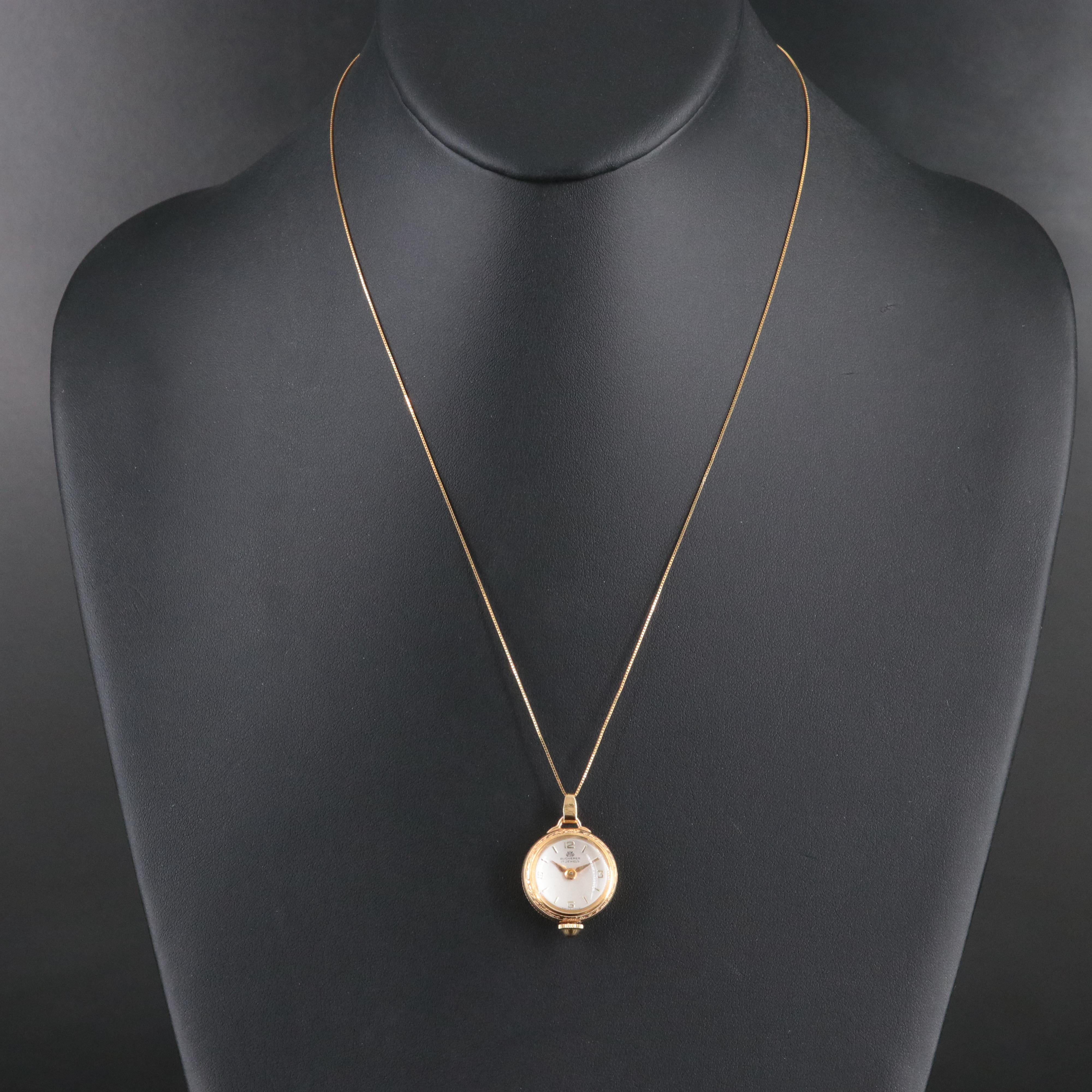 Bucherer Pendant Watch with 14K Chain