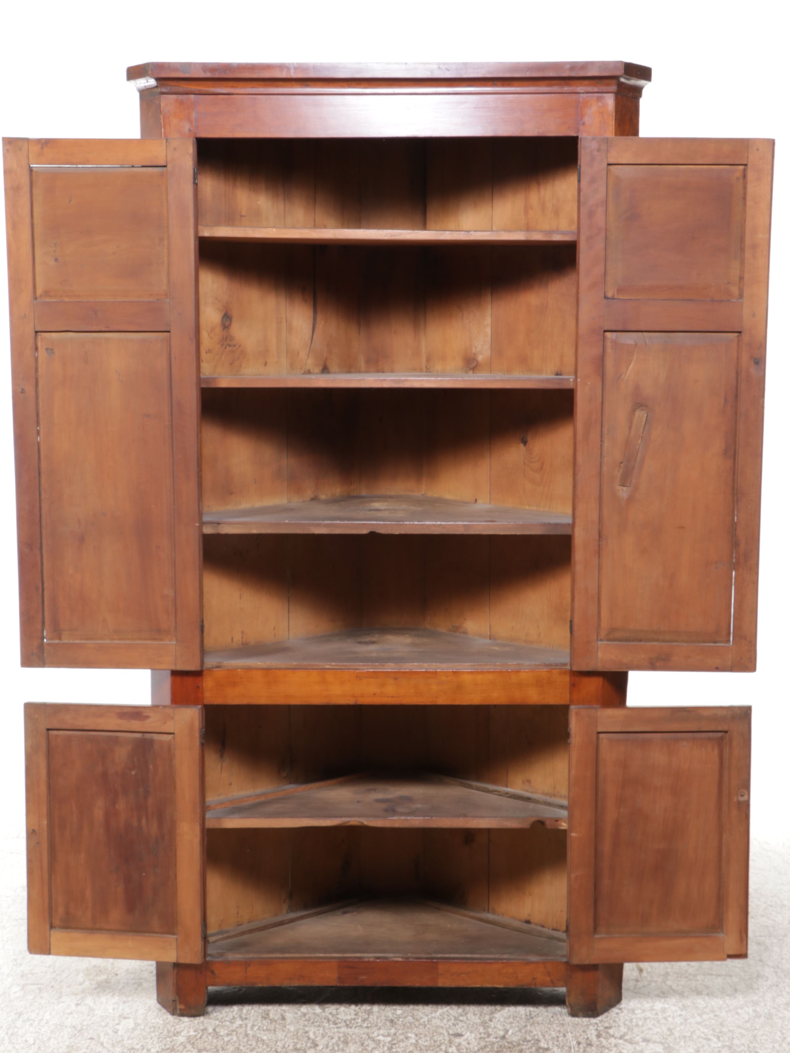 American Primitive Cherry Corner Cabinet, Late 19th to Early 20th Century