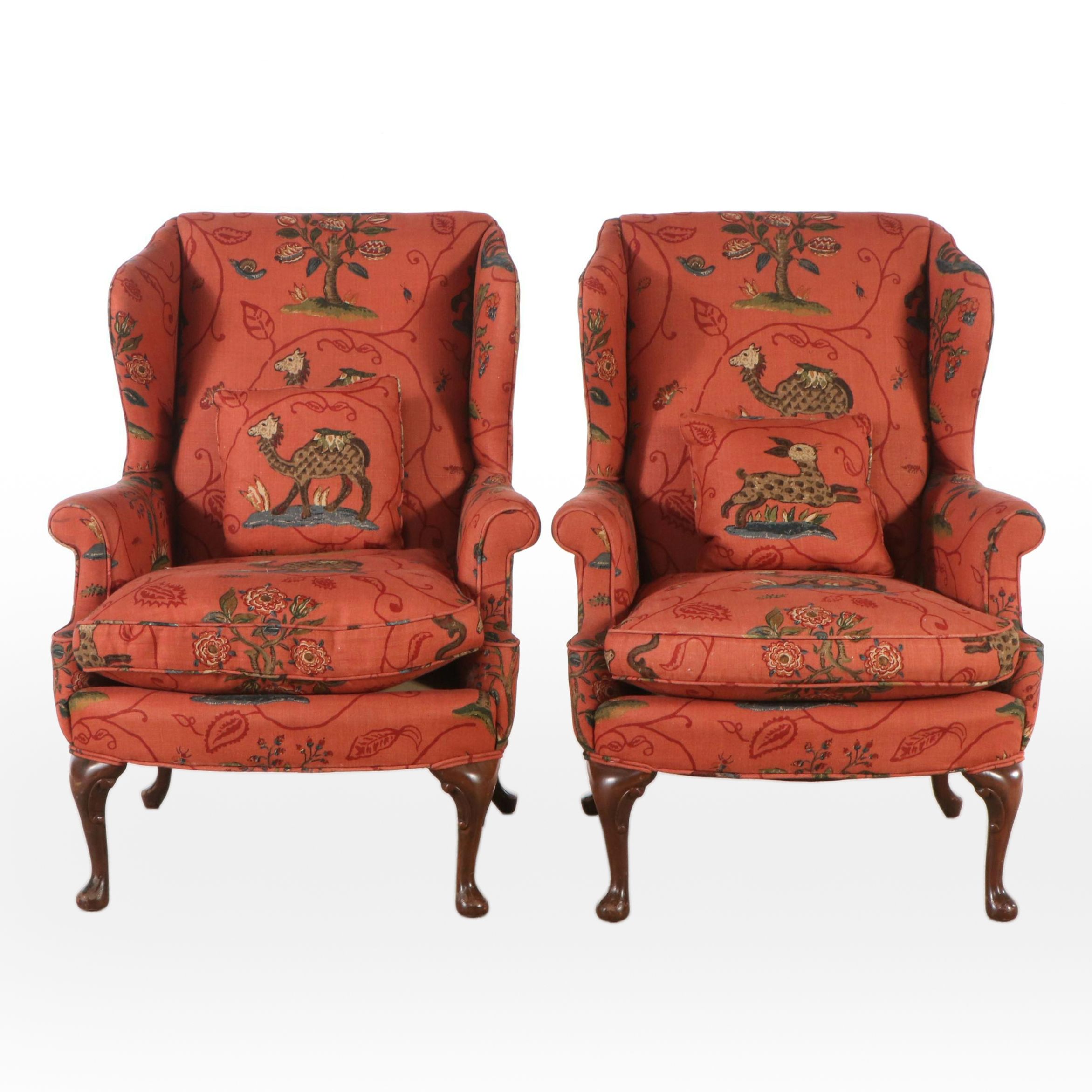 Pair of Chianelli Designs Upholstered Wingback Armchairs