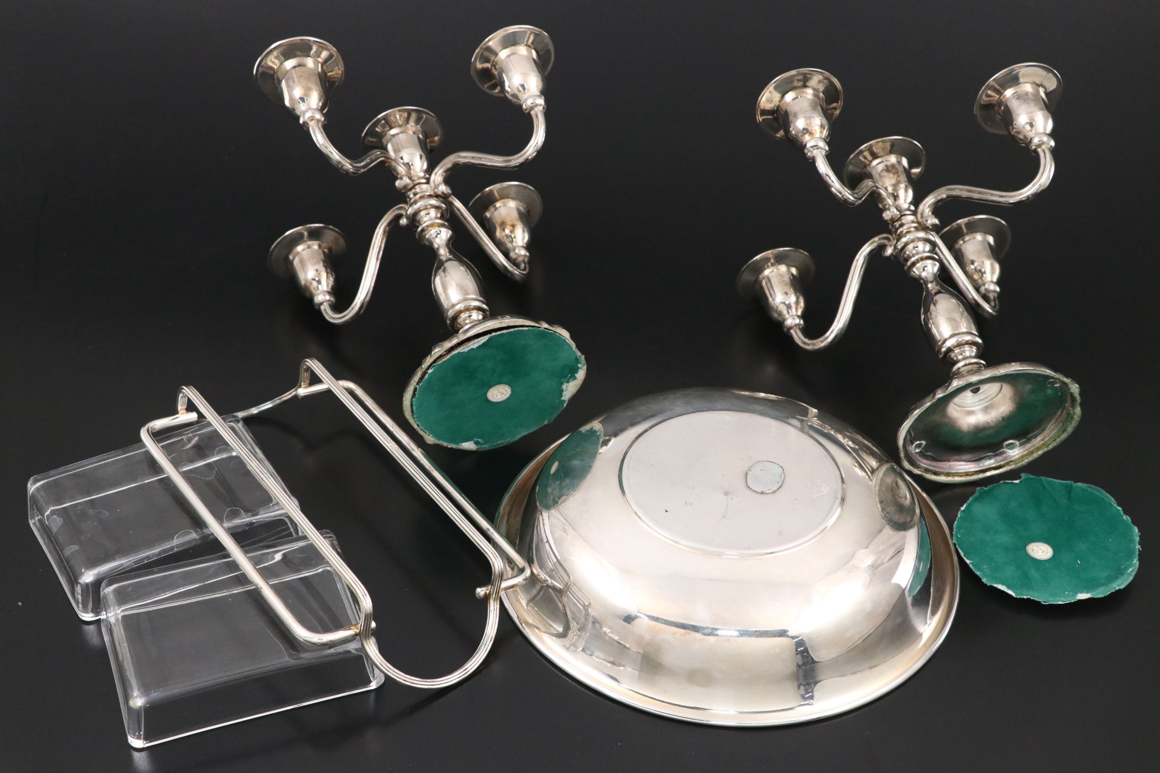 Godinger Silver Plate Candelabrum with Other Silver Plate and Glass Tableware