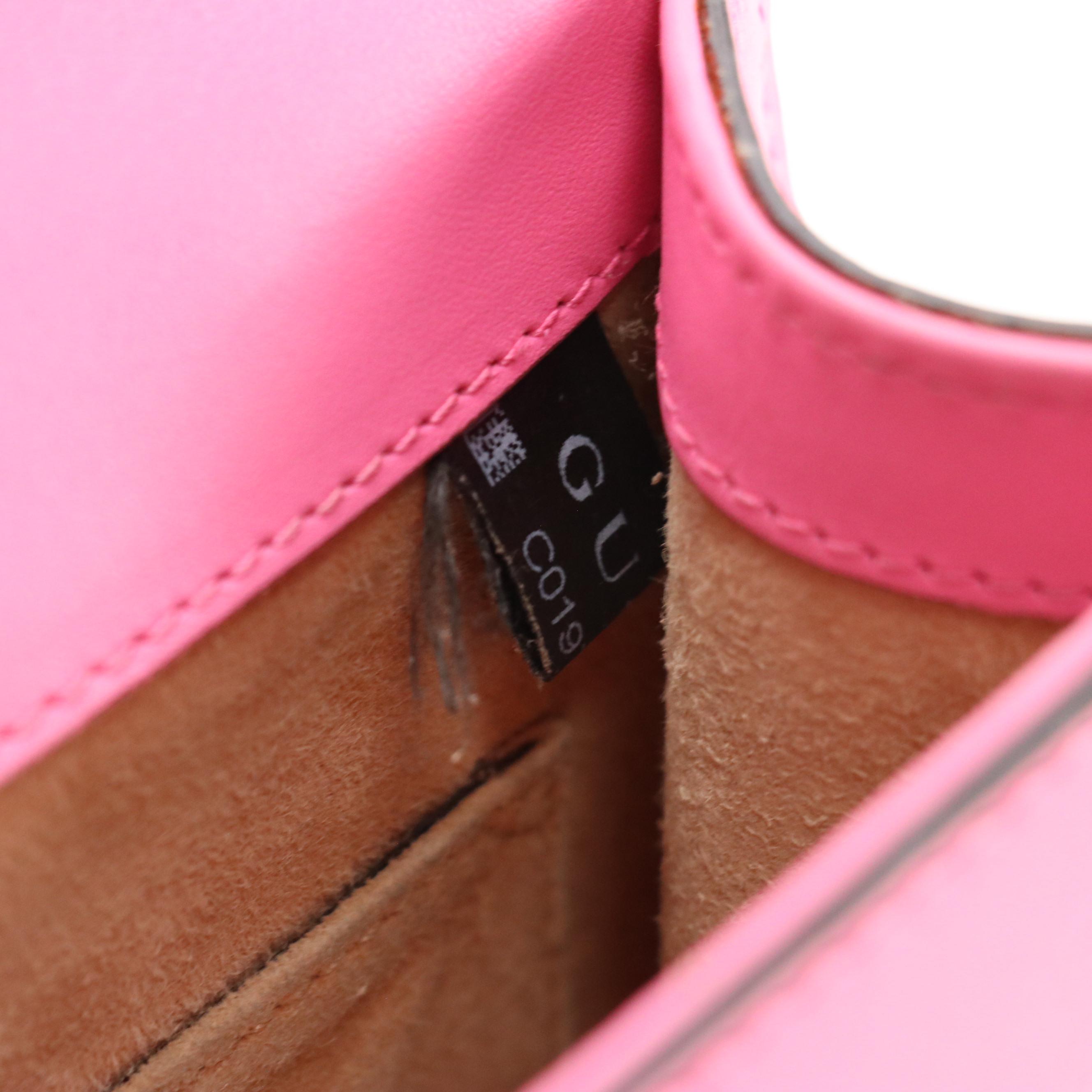 Gucci Small Sylvie Crossbody Bag in Web Striped Pink Calfskin Leather W/ Strap