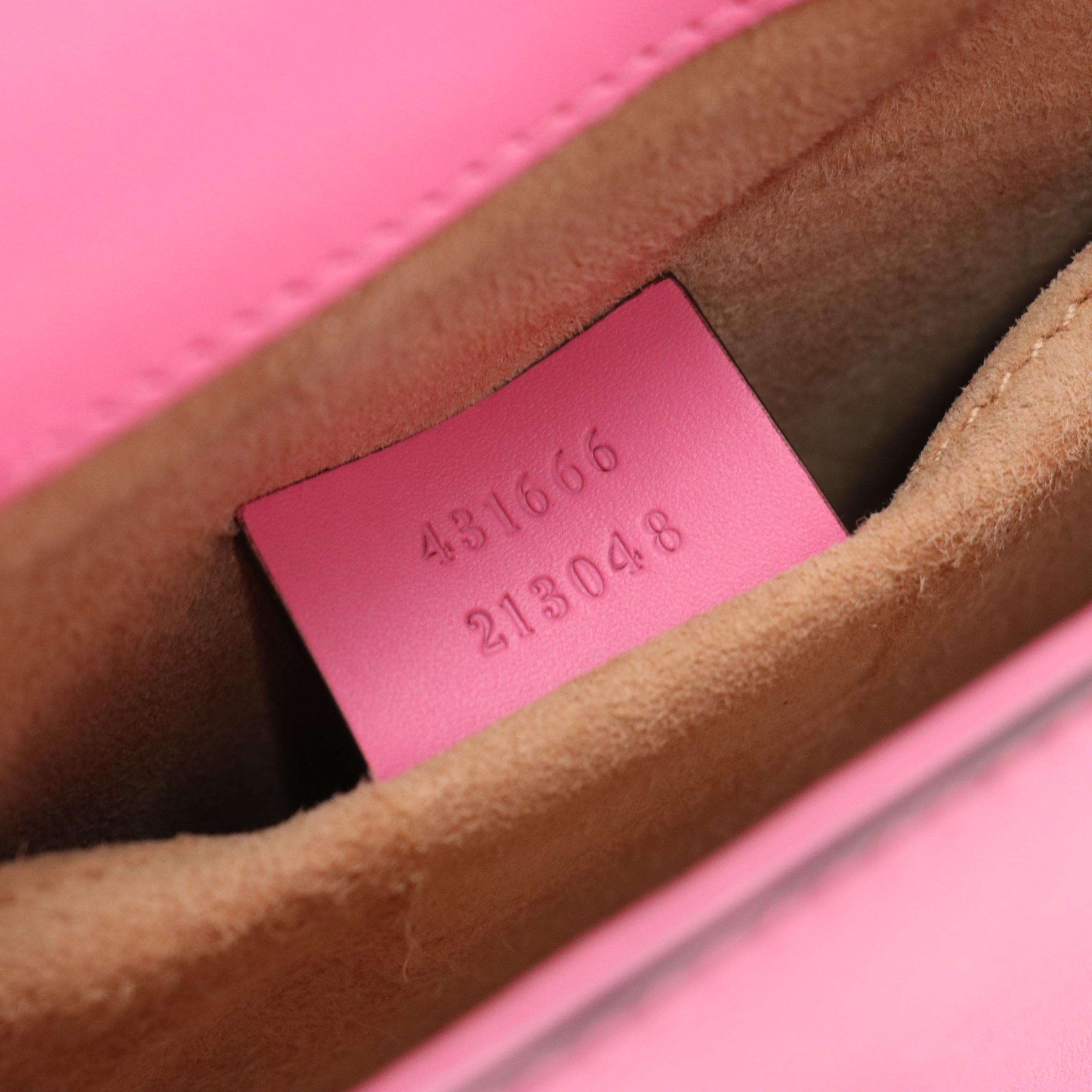 Gucci Small Sylvie Crossbody Bag in Web Striped Pink Calfskin Leather W/ Strap