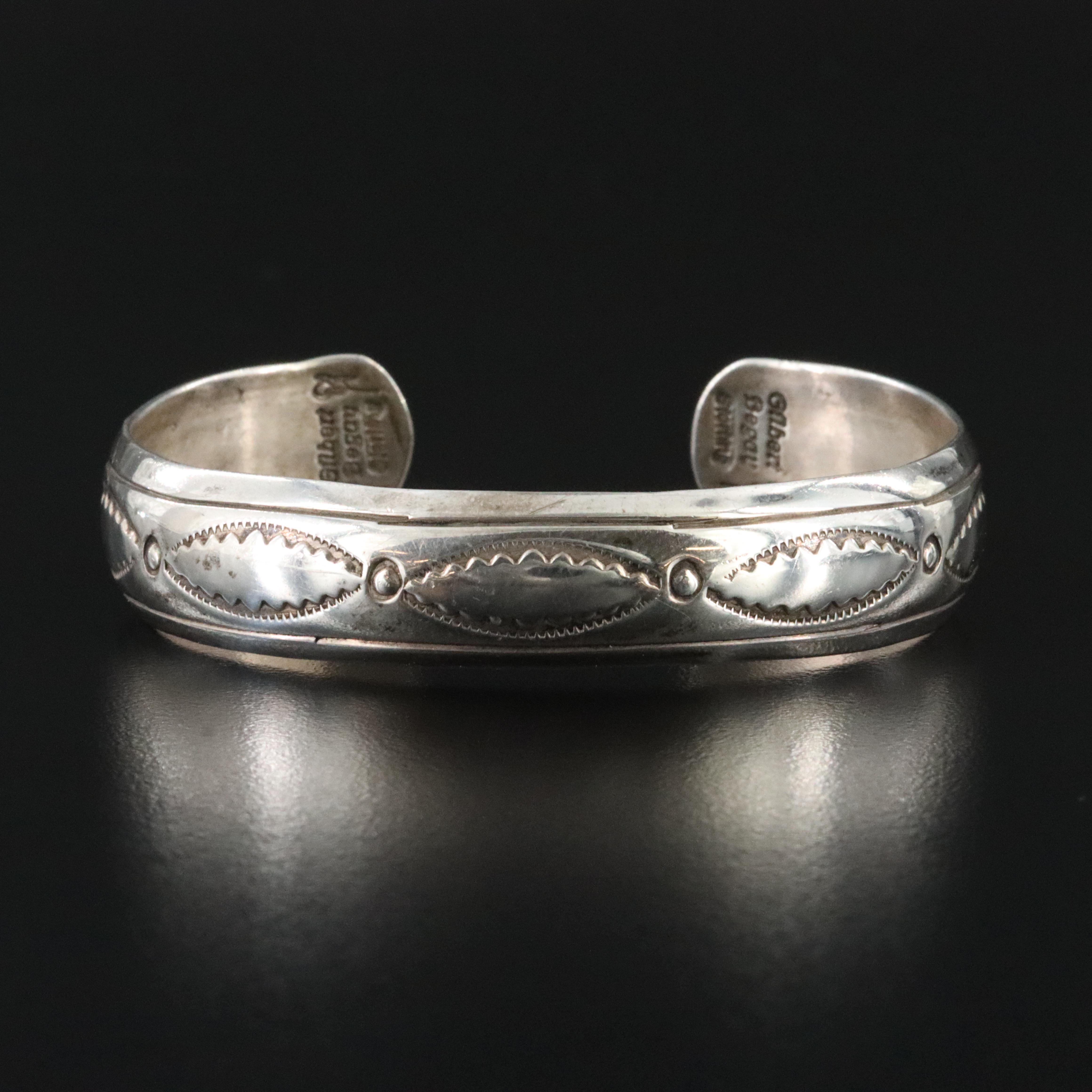 Gilbert Begay Navajo Diné Sterling Stampwork Cuff Bracelet