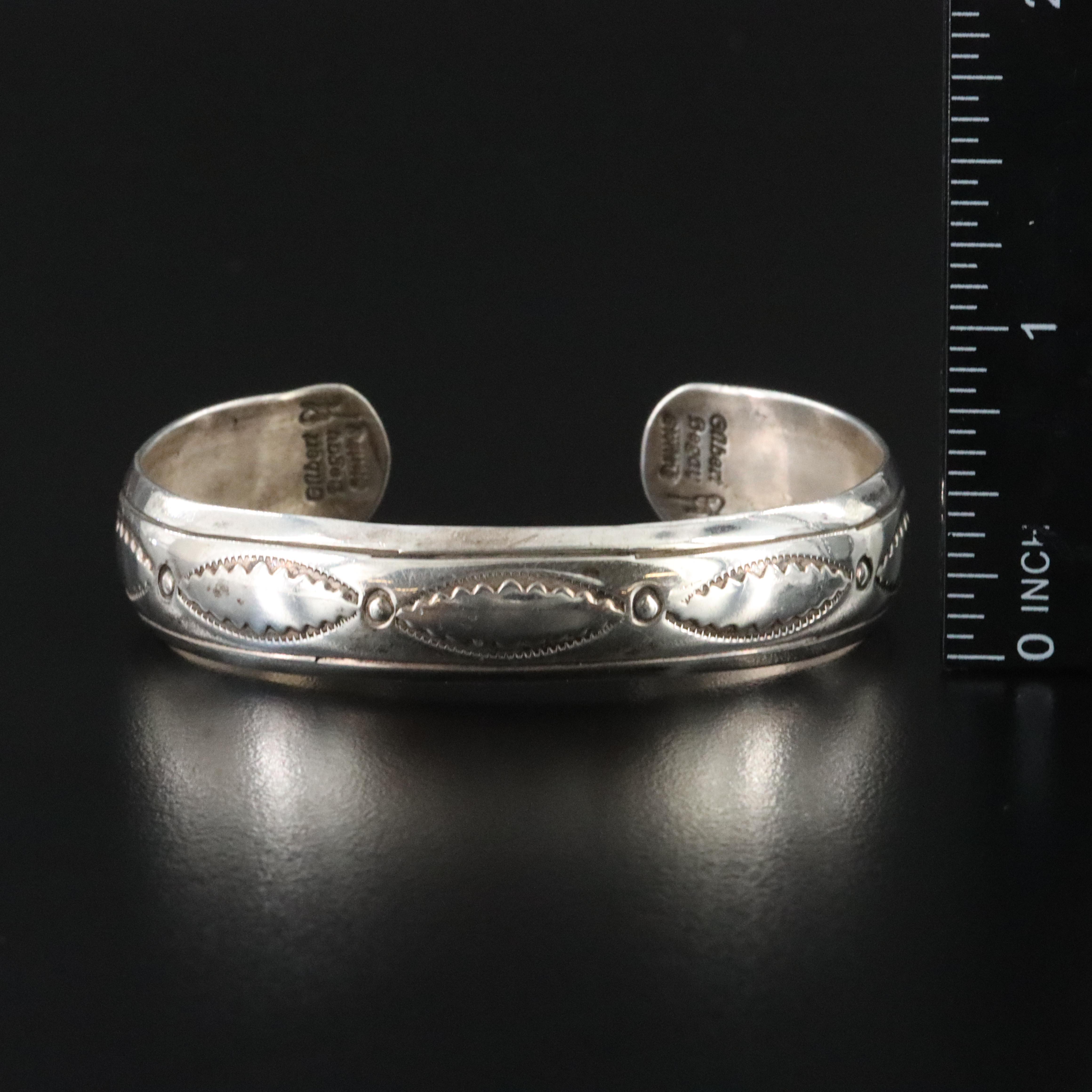 Gilbert Begay Navajo Diné Sterling Stampwork Cuff Bracelet