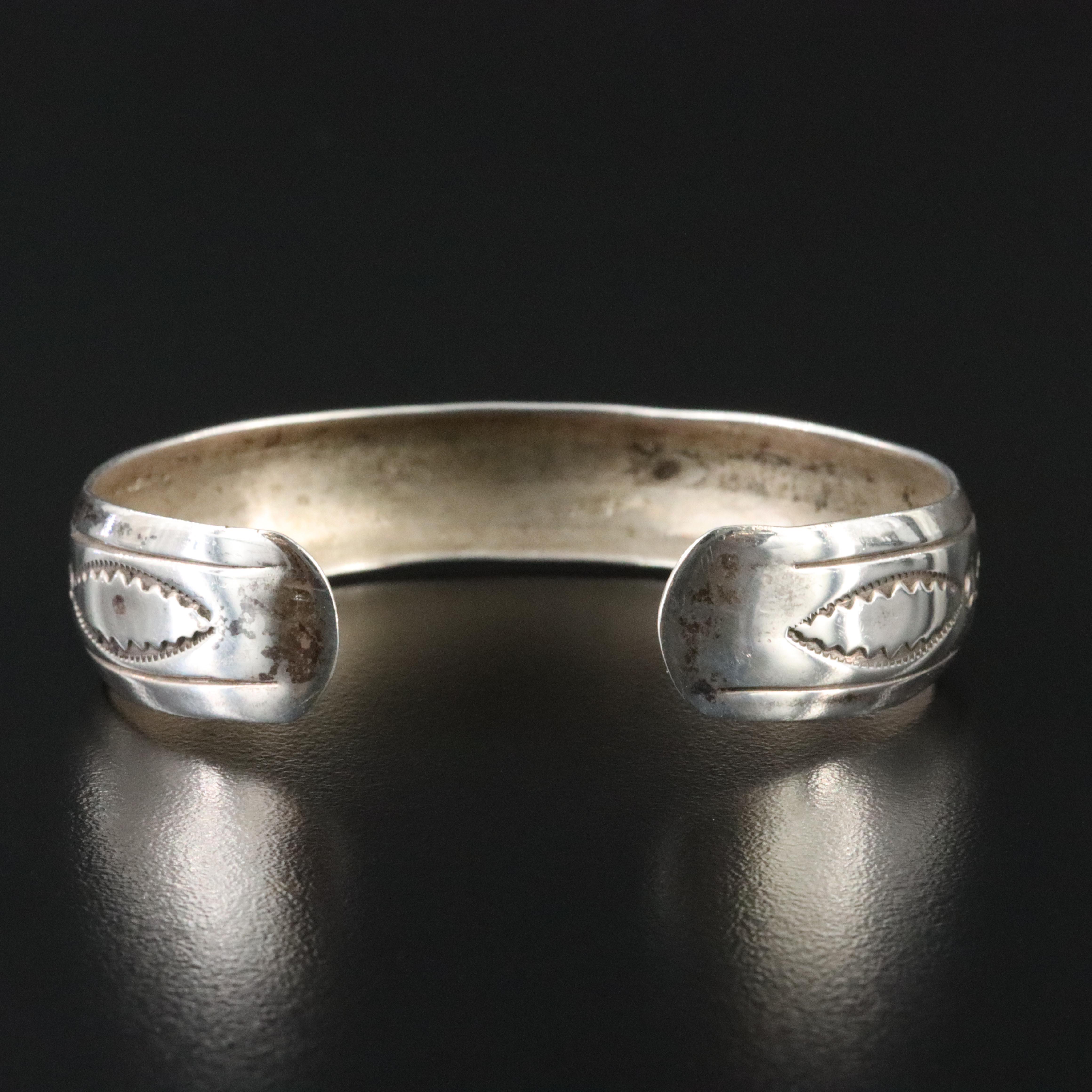 Gilbert Begay Navajo Diné Sterling Stampwork Cuff Bracelet