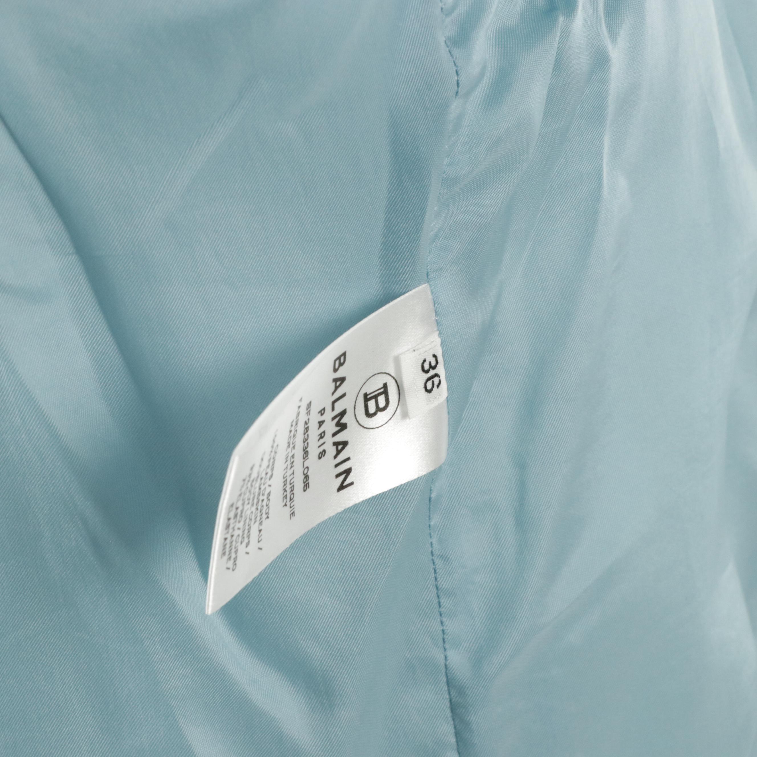 Balmain Double-Breasted Blue Suede Biker Jacket