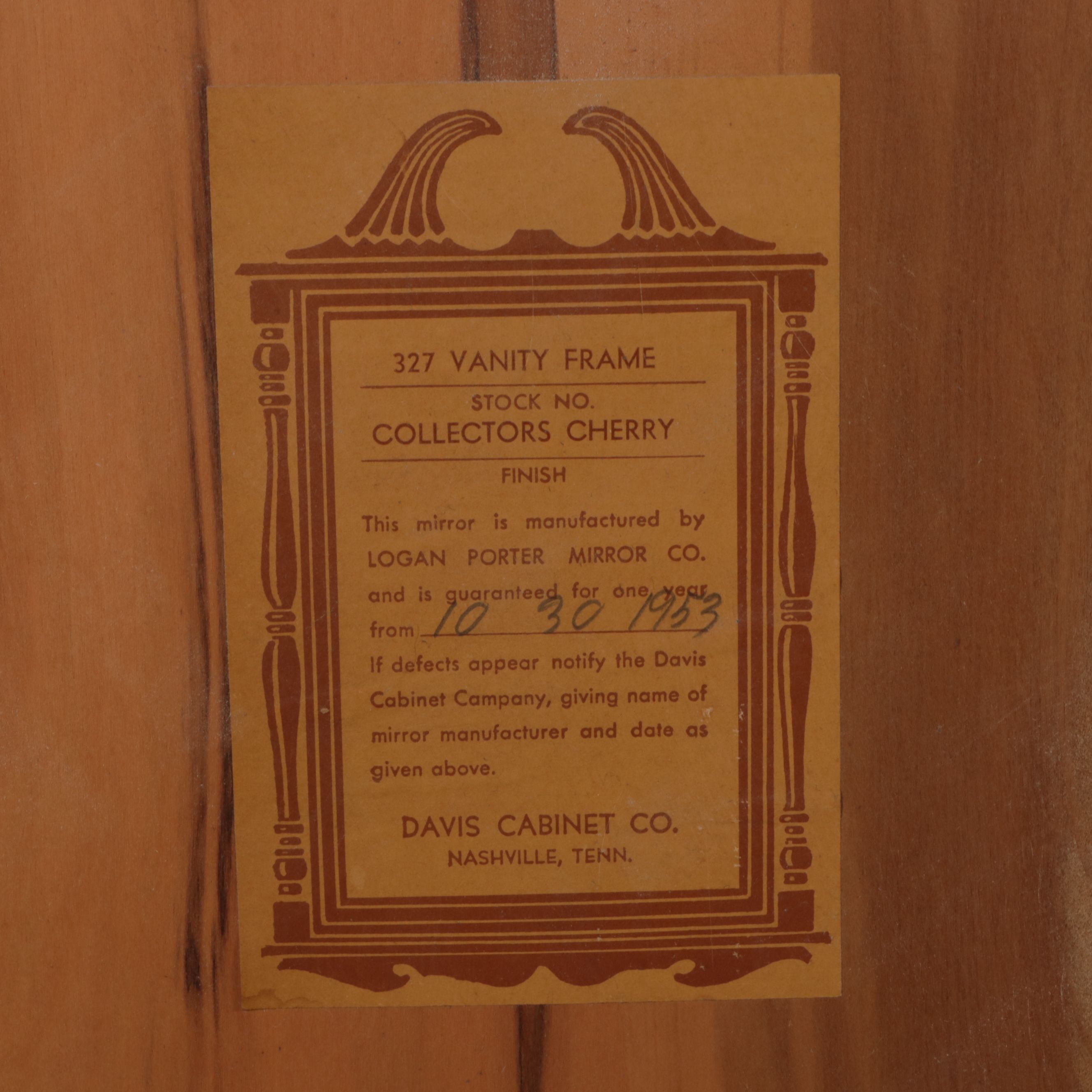 Davis Cabinet Co. Empire Style Cherry Dresser