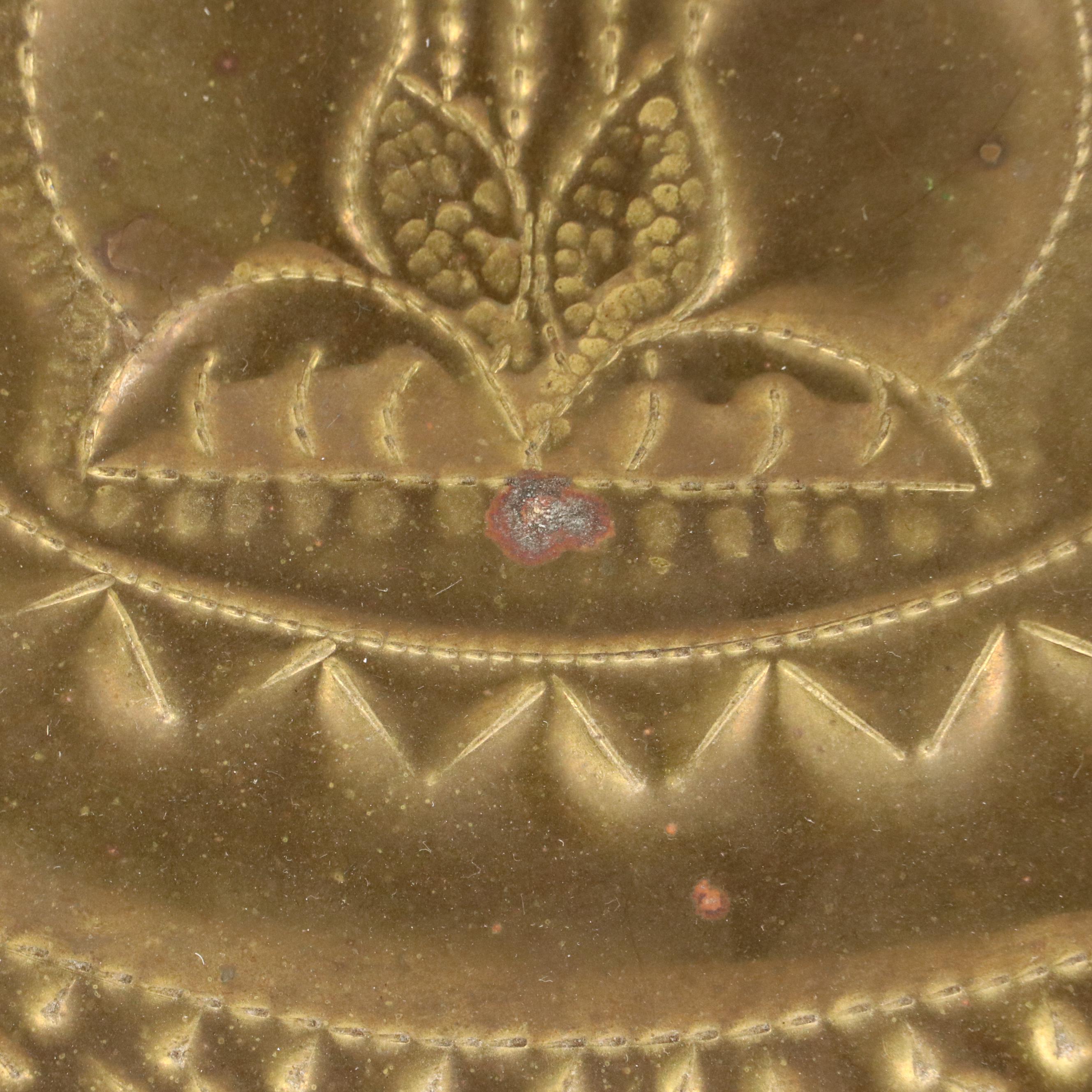 Mayan Inspired Brass Plated Wall Hanging Plaque, Late 20th Century