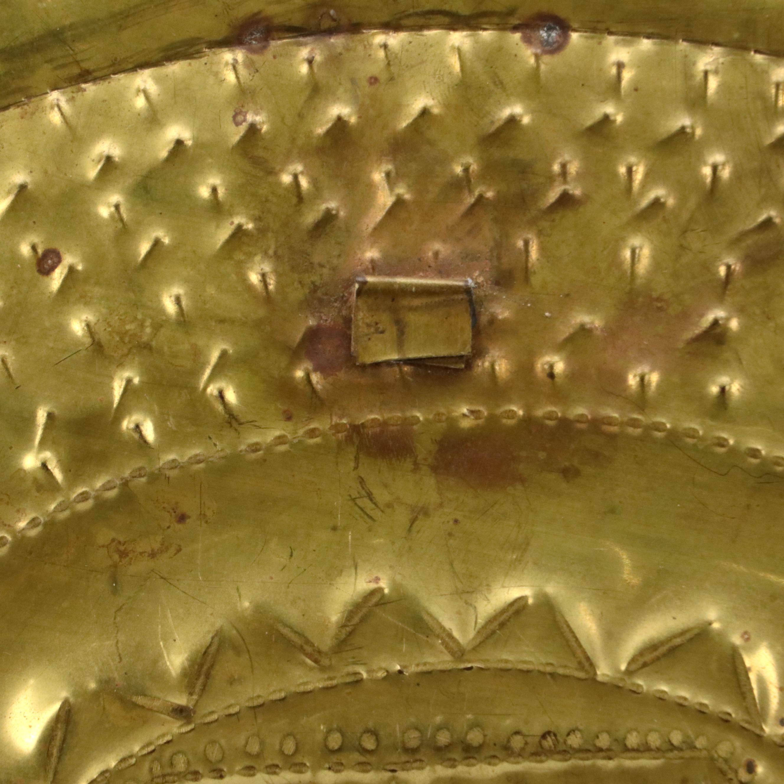 Mayan Inspired Brass Plated Wall Hanging Plaque, Late 20th Century