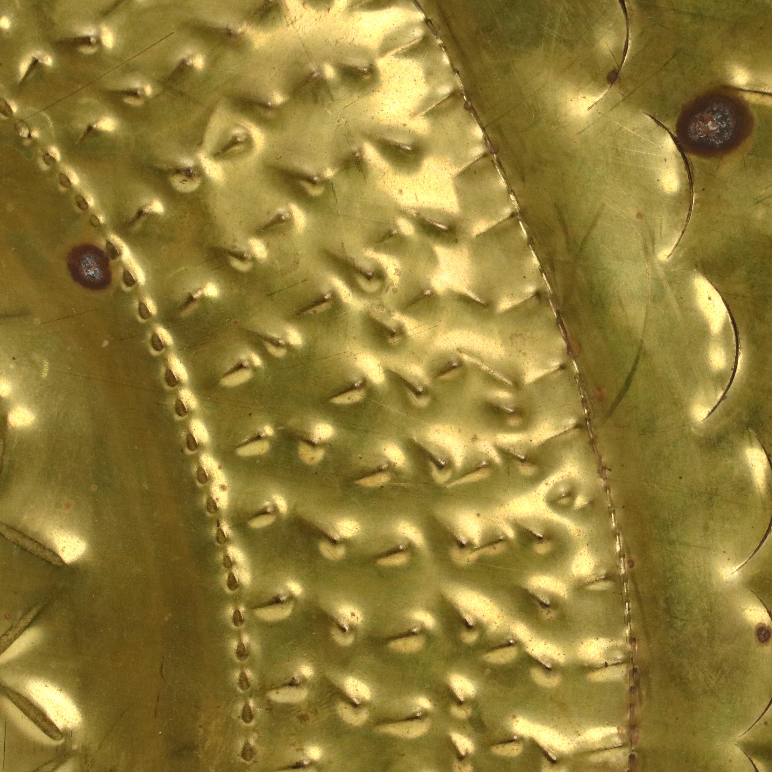 Mayan Inspired Brass Plated Wall Hanging Plaque, Late 20th Century