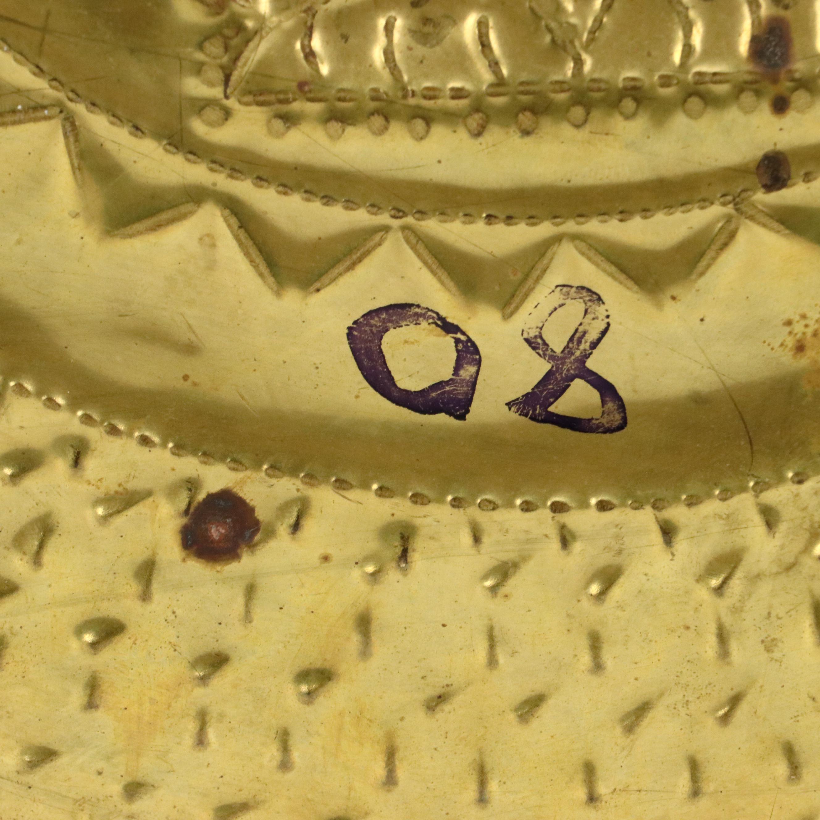 Mayan Inspired Brass Plated Wall Hanging Plaque, Late 20th Century