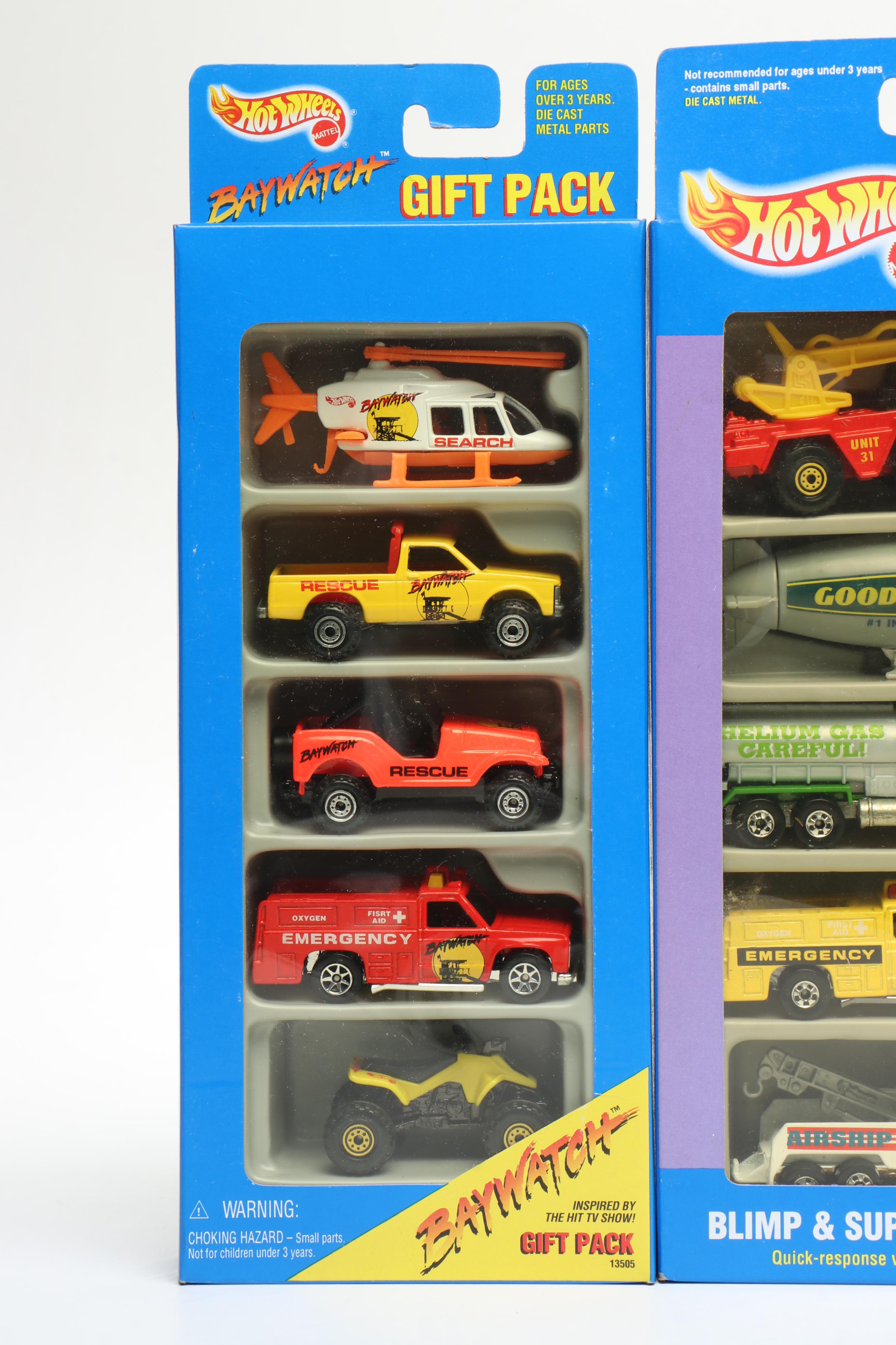 Hot Wheels "Baywatch," "Emergency Squad" and More Toy Car Gift Packs, 1991