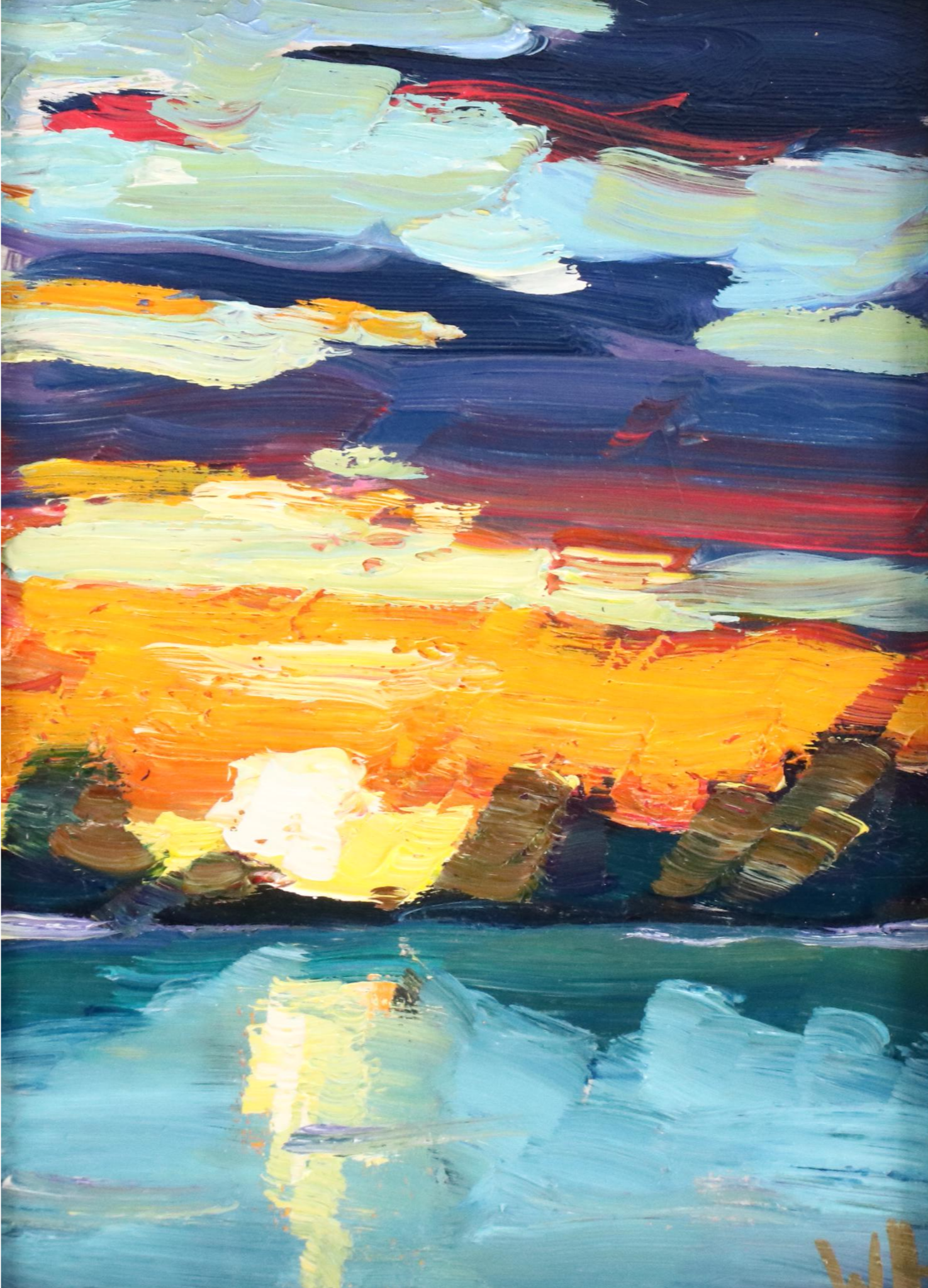 William Hawkins Sunset Seascape Oil Painting, 21st Century