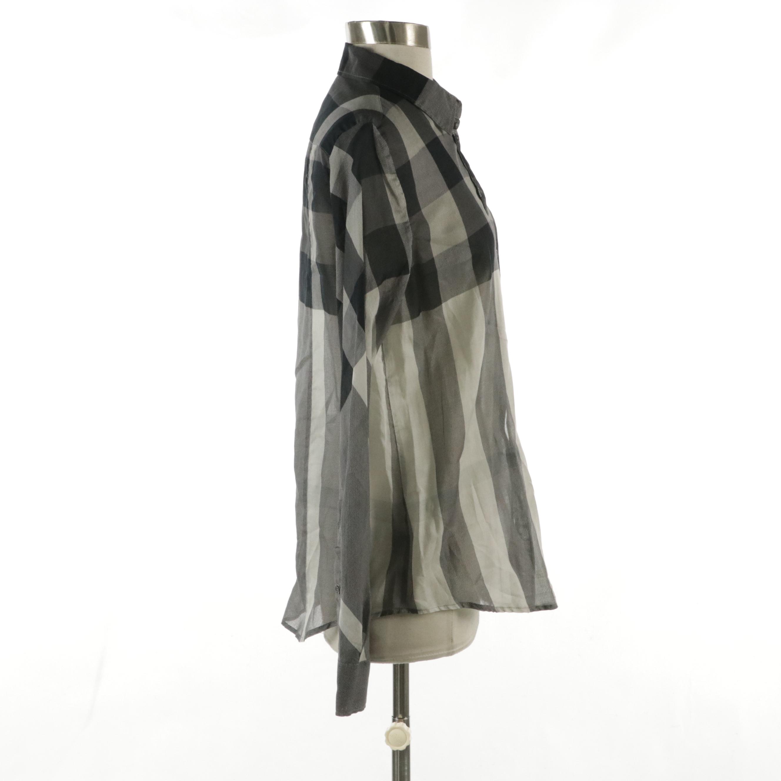 Burberry Sheer Cotton Button-Up Blouse