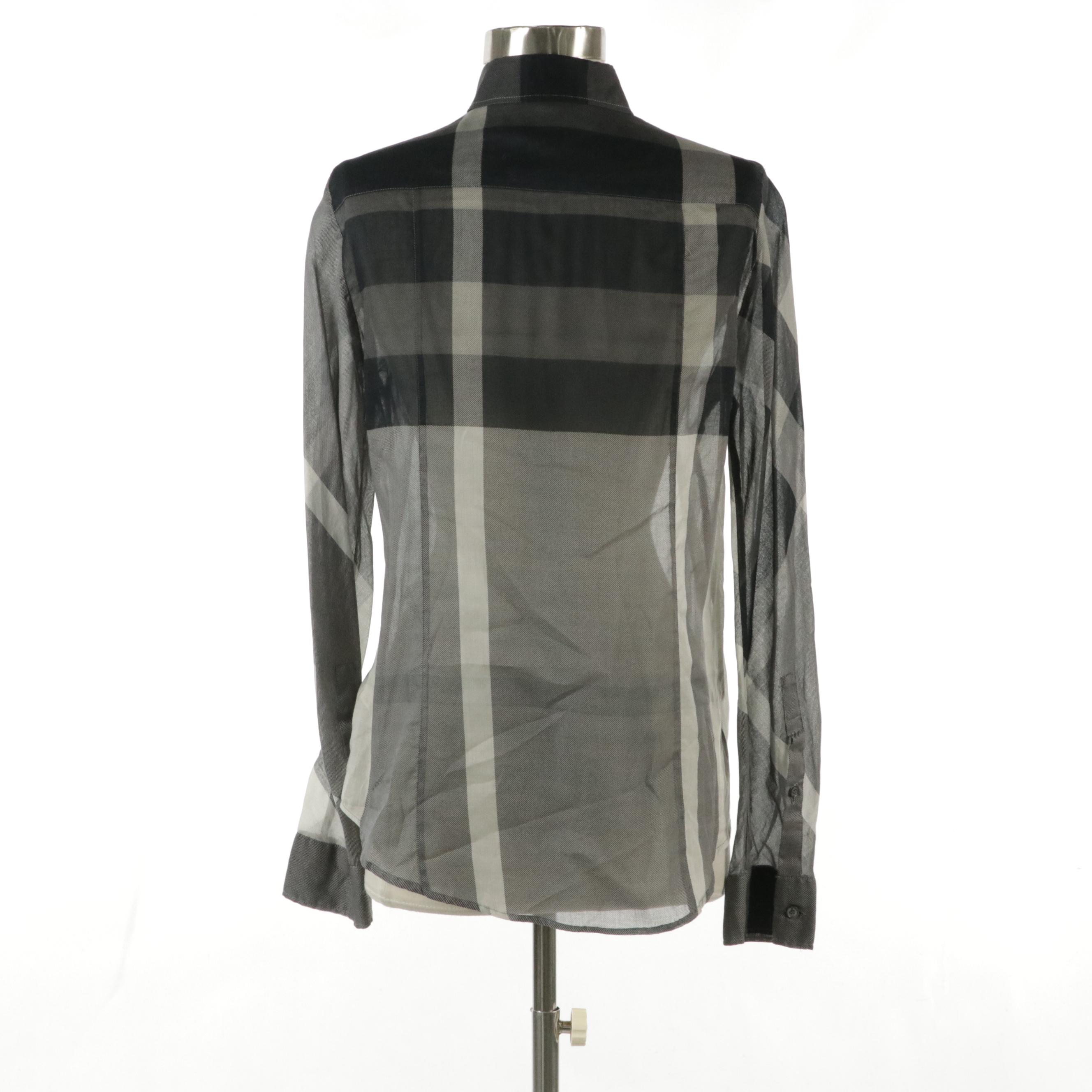 Burberry Sheer Cotton Button-Up Blouse