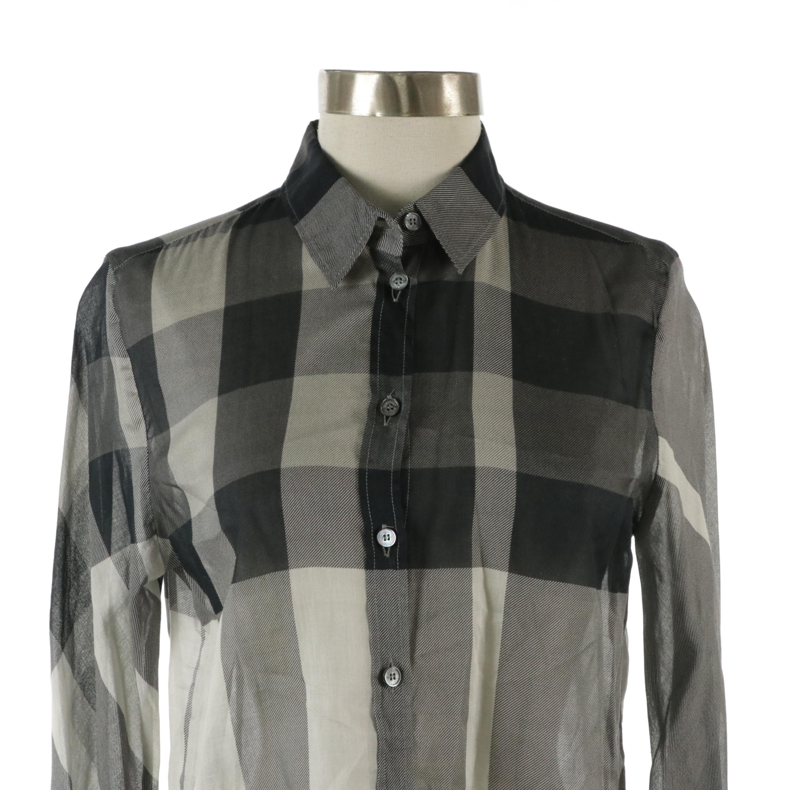 Burberry Sheer Cotton Button-Up Blouse