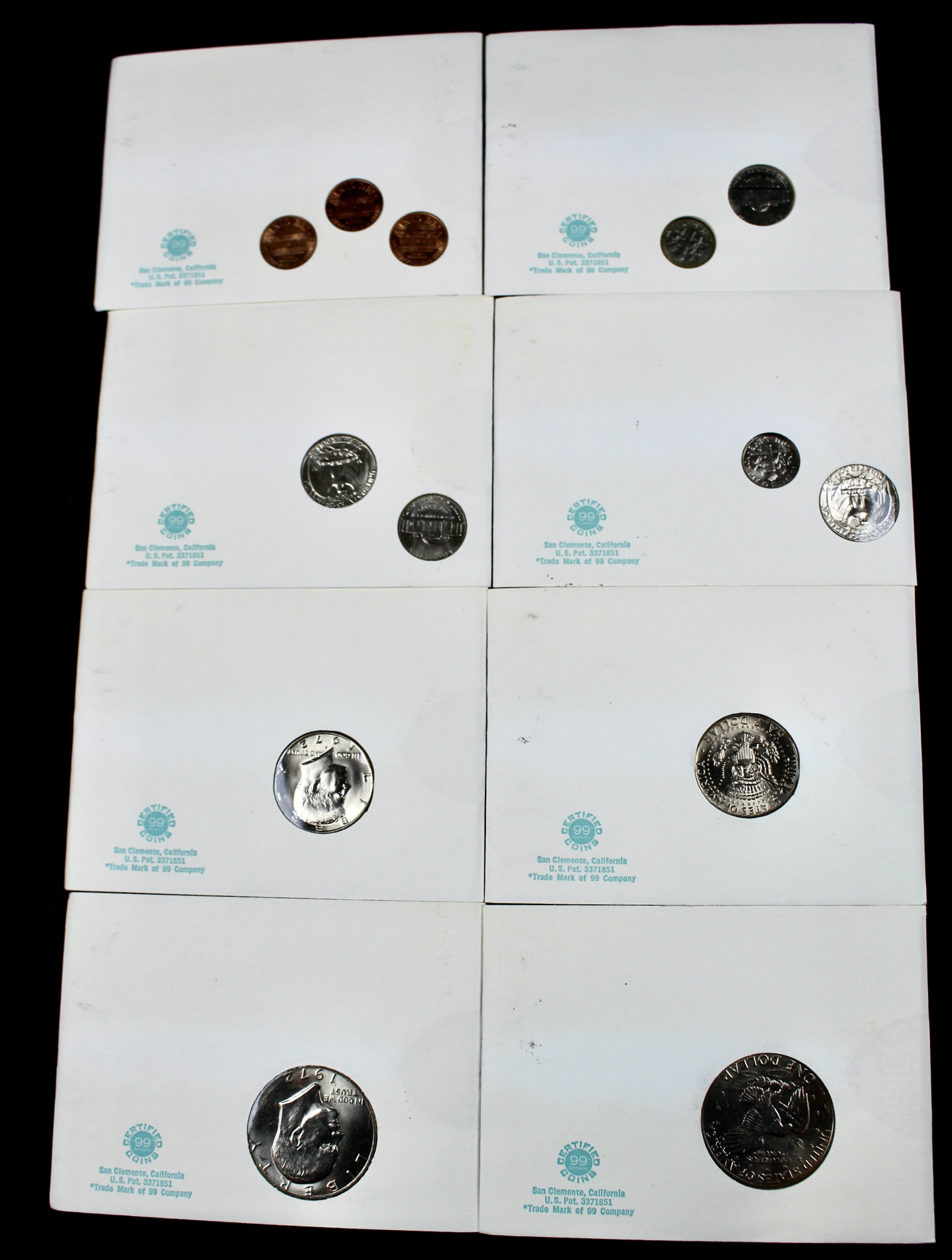 Eight Different Coin and Stamp Covers Issued by The 99 Company, 1970s