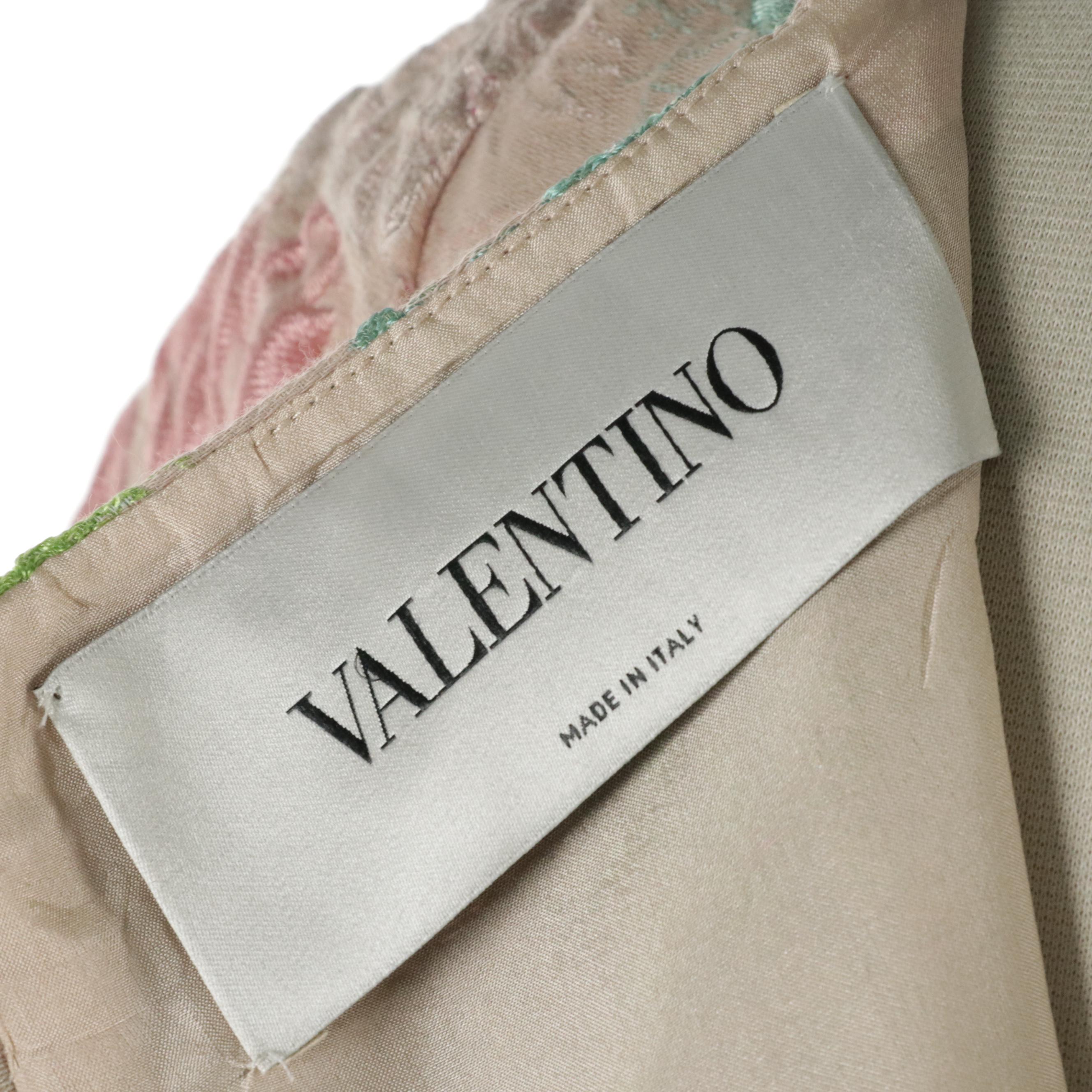 Valentino Multicolor Floral Jacquard Pleated Waist Dress with Pockets