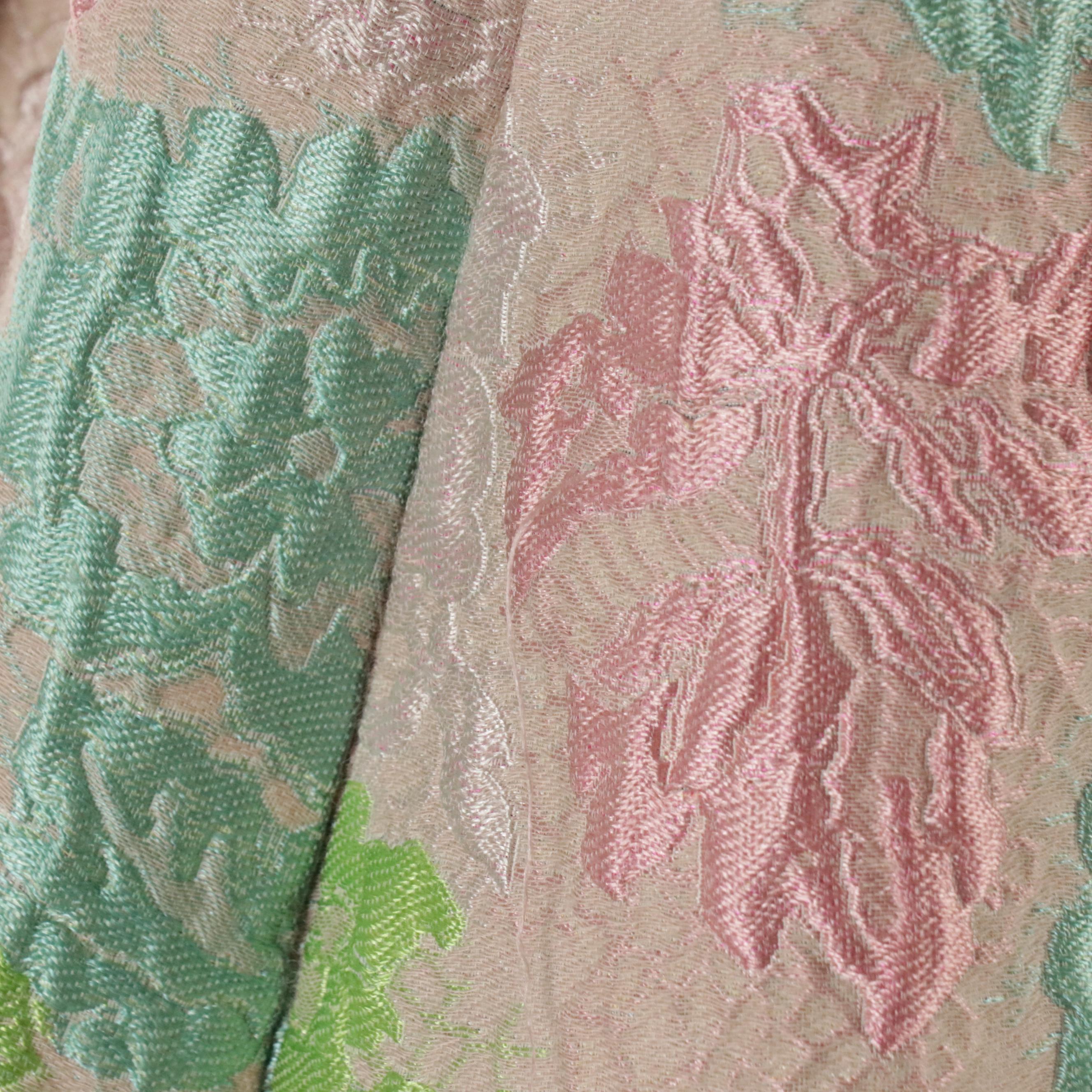 Valentino Multicolor Floral Jacquard Pleated Waist Dress with Pockets