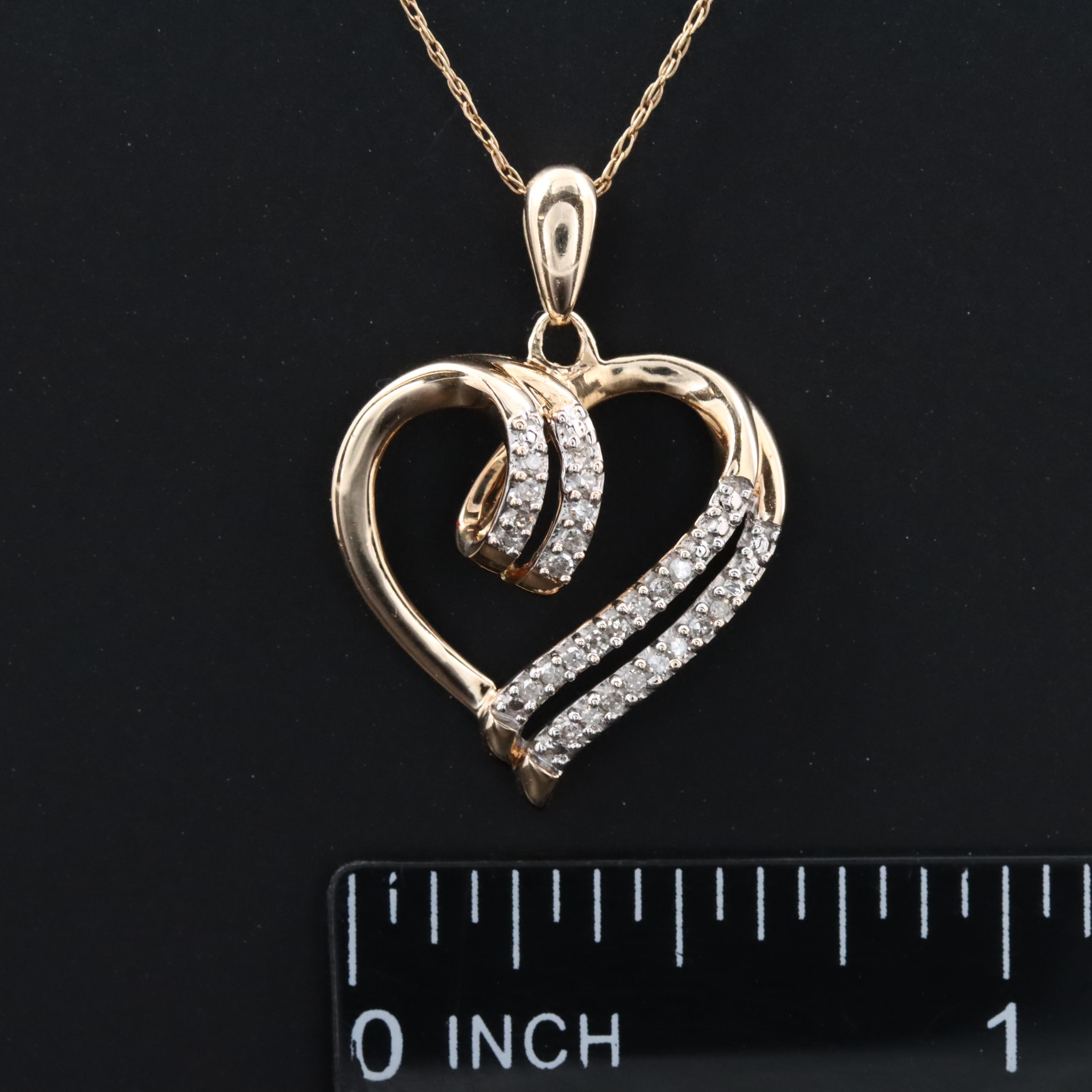10K 0.10 CTW Diamond Heart Pendant Necklace