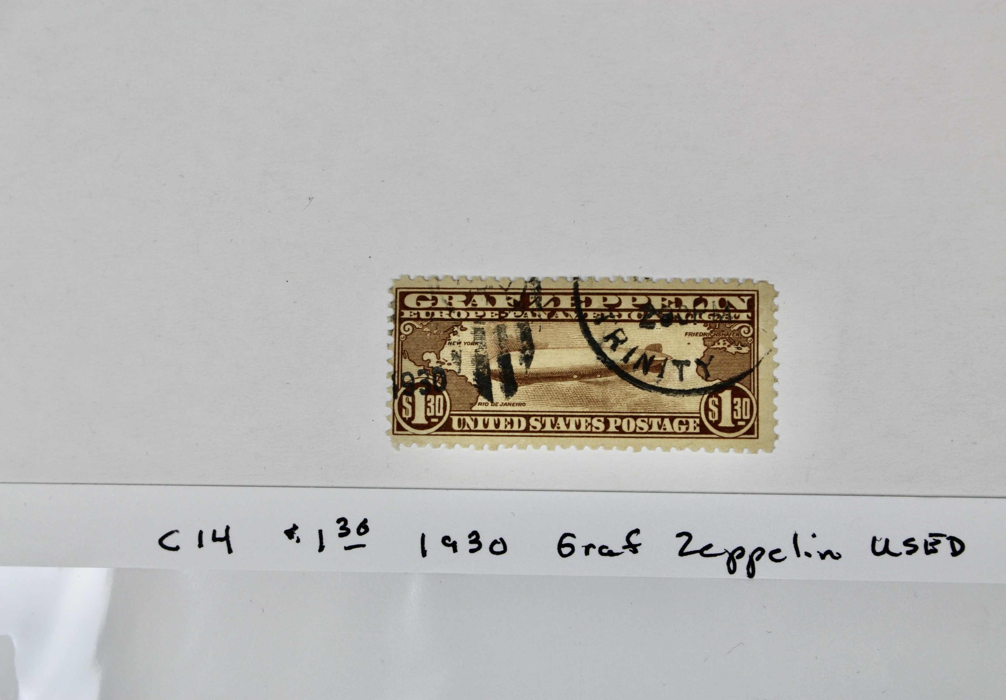 Scott C14 $1.30 Graf Zeppelin Postage Stamp, 1930