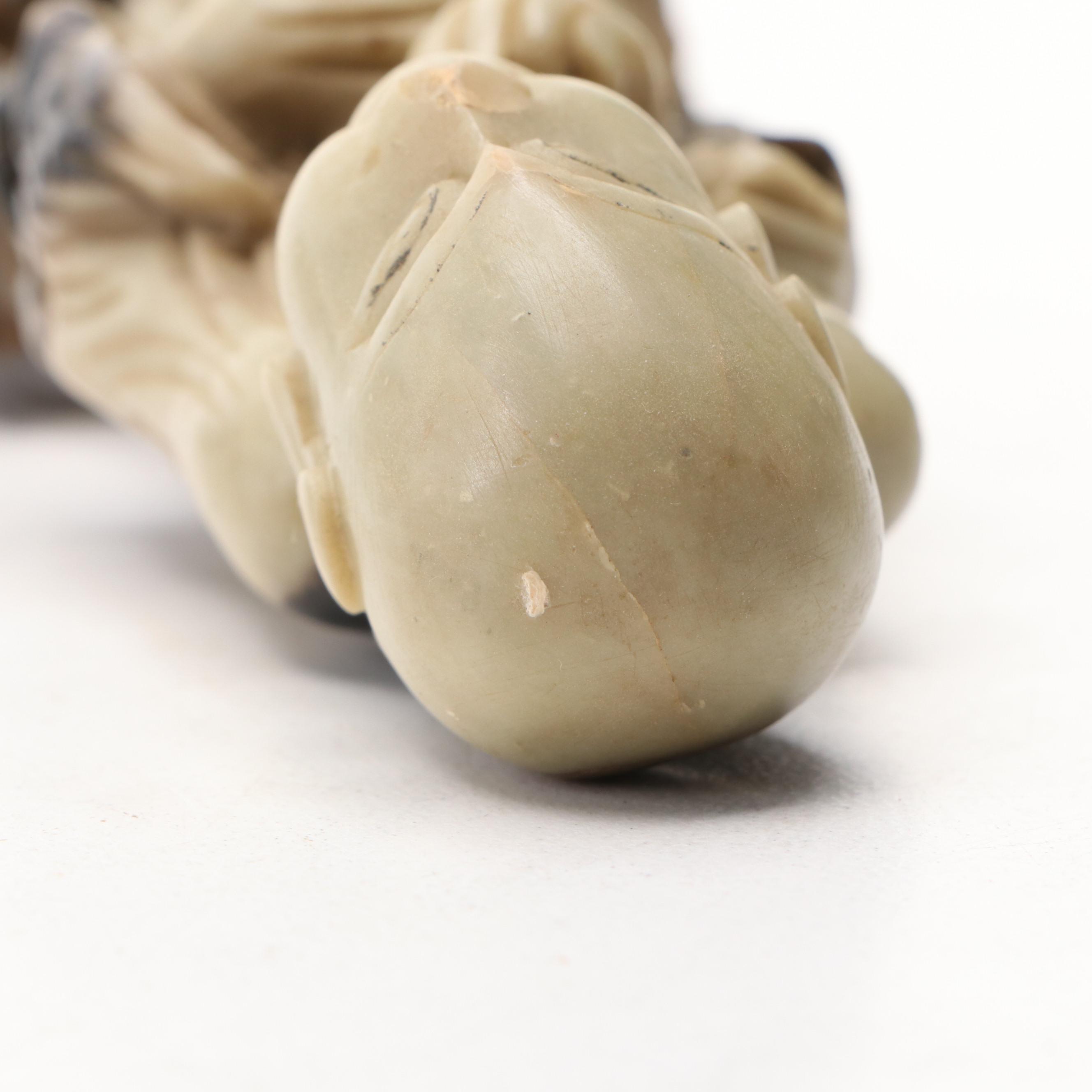 Chinese Carved Soapstone Brush Pot and Bowl