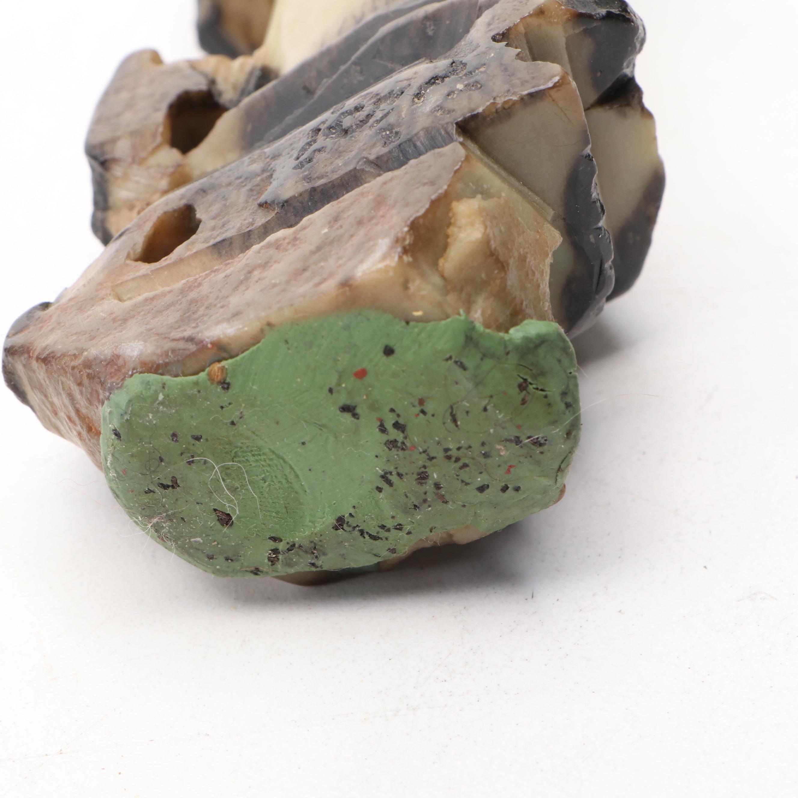 Chinese Carved Soapstone Brush Pot and Bowl