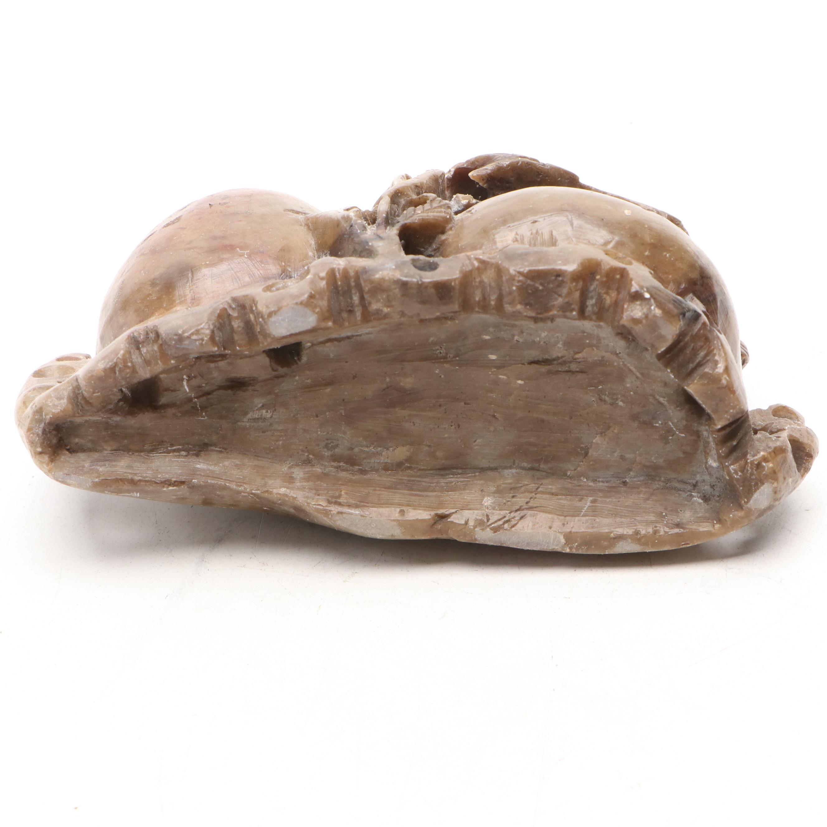 Chinese Carved Soapstone Brush Pot and Bowl